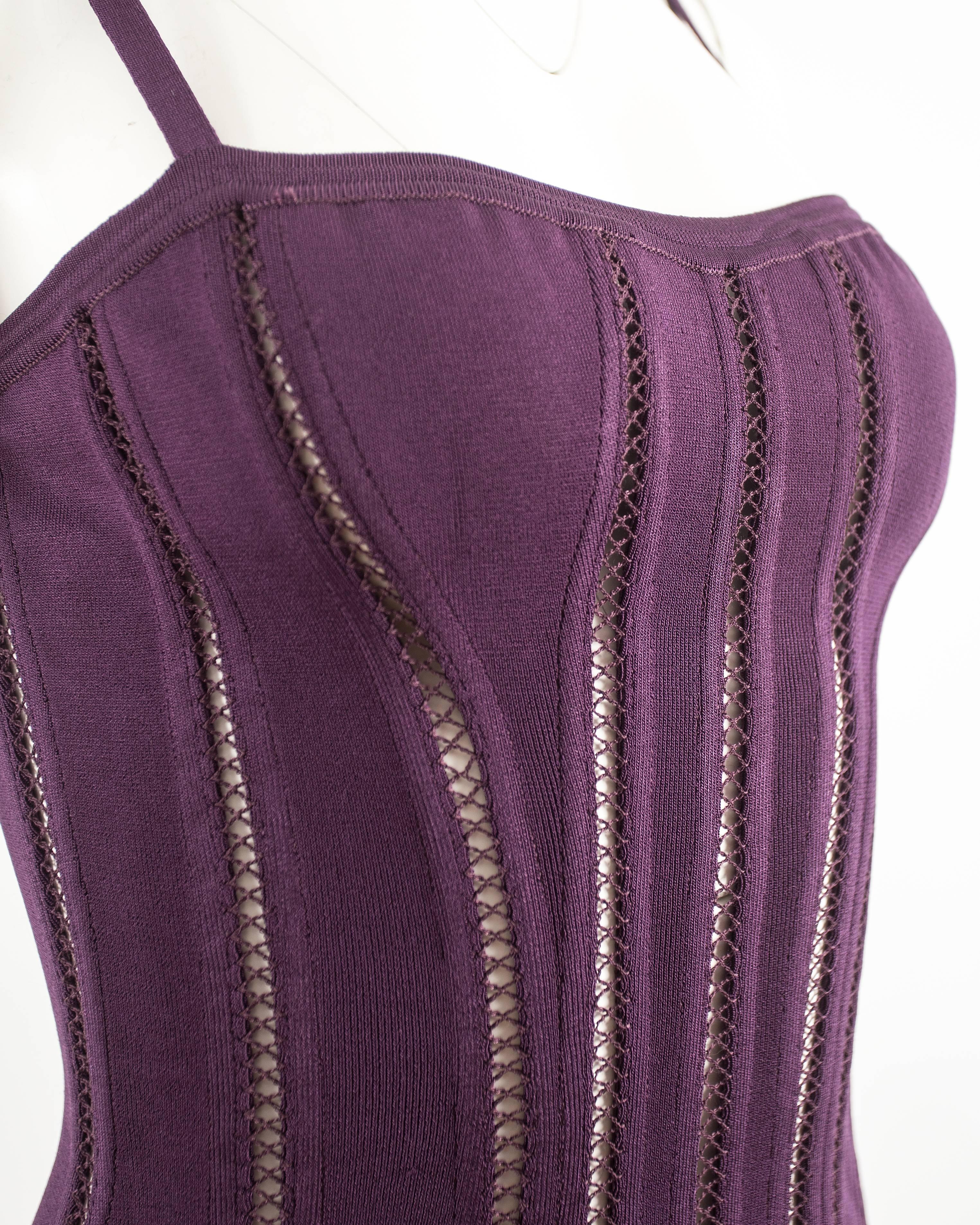Black Alaia Autumn-Winter 1991 plum corset vest For Sale