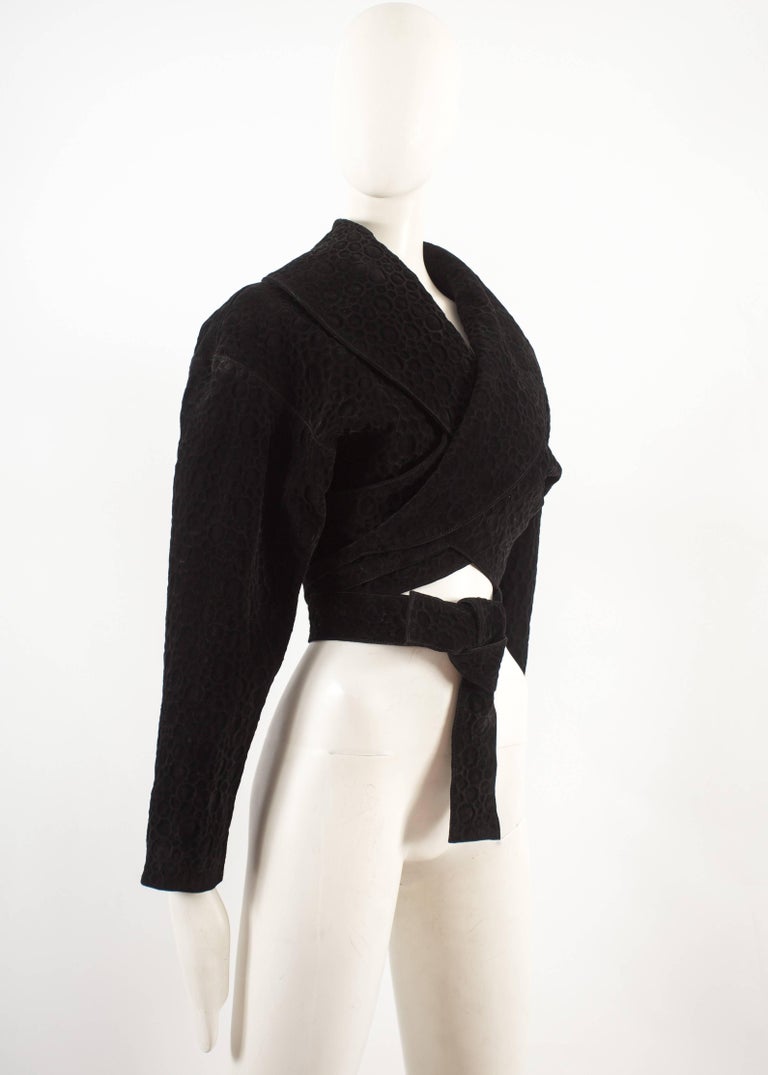 Alaia Autumn-Winter 1987 black suede cropped wrap jacket For Sale at ...