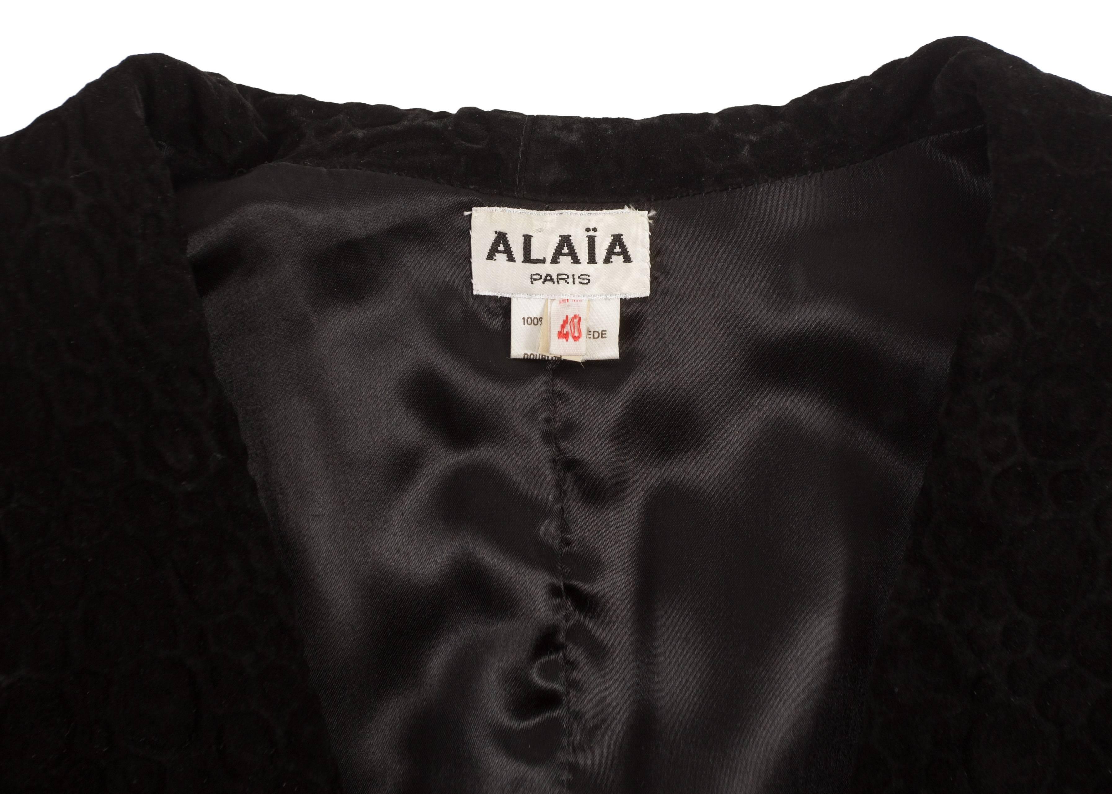 Alaia Autumn-Winter 1987 veste enveloppante en daim noir  en vente 1