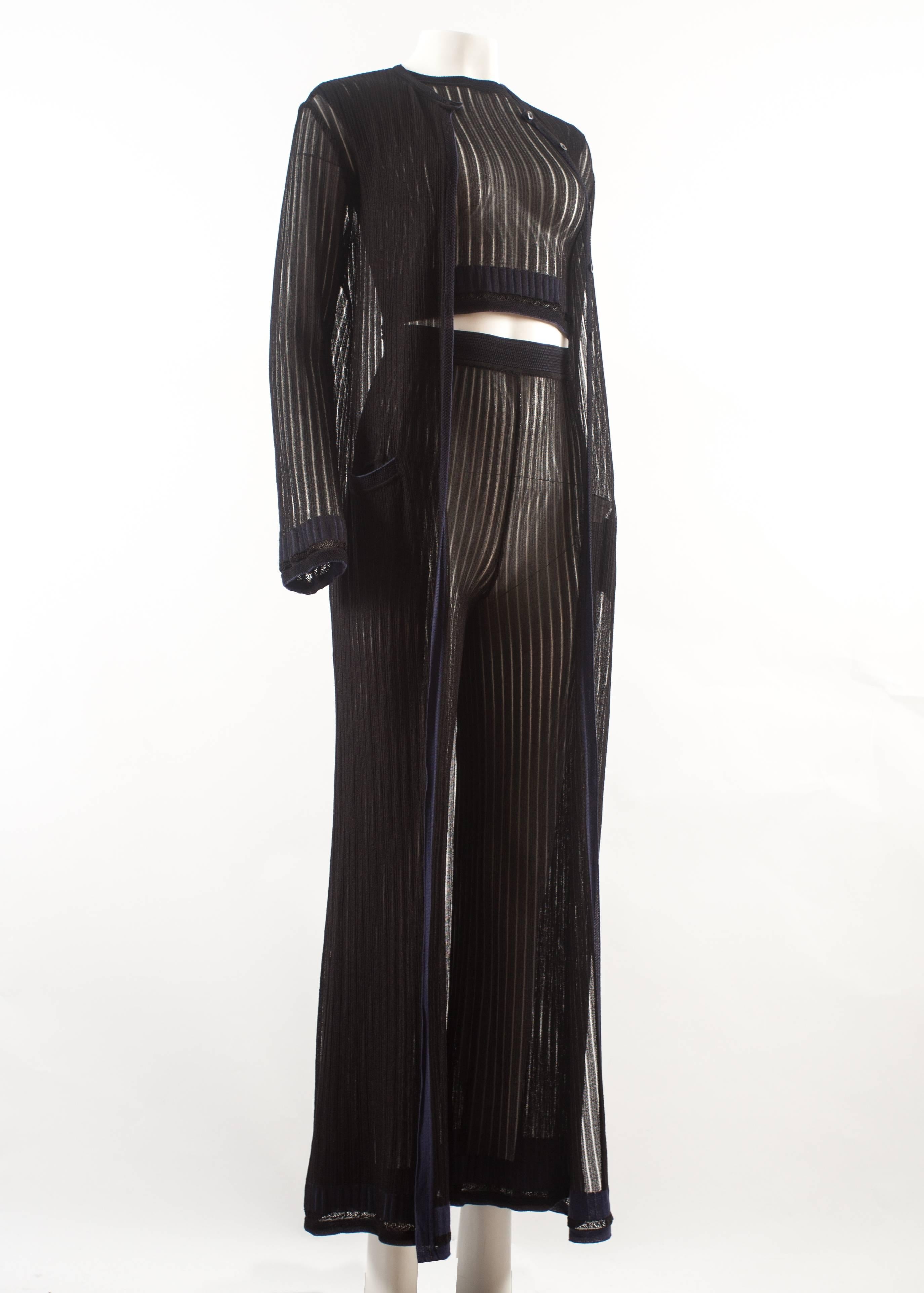 Black Alaia 3 piece knitted ensemble, Spring-Summer 1992  For Sale