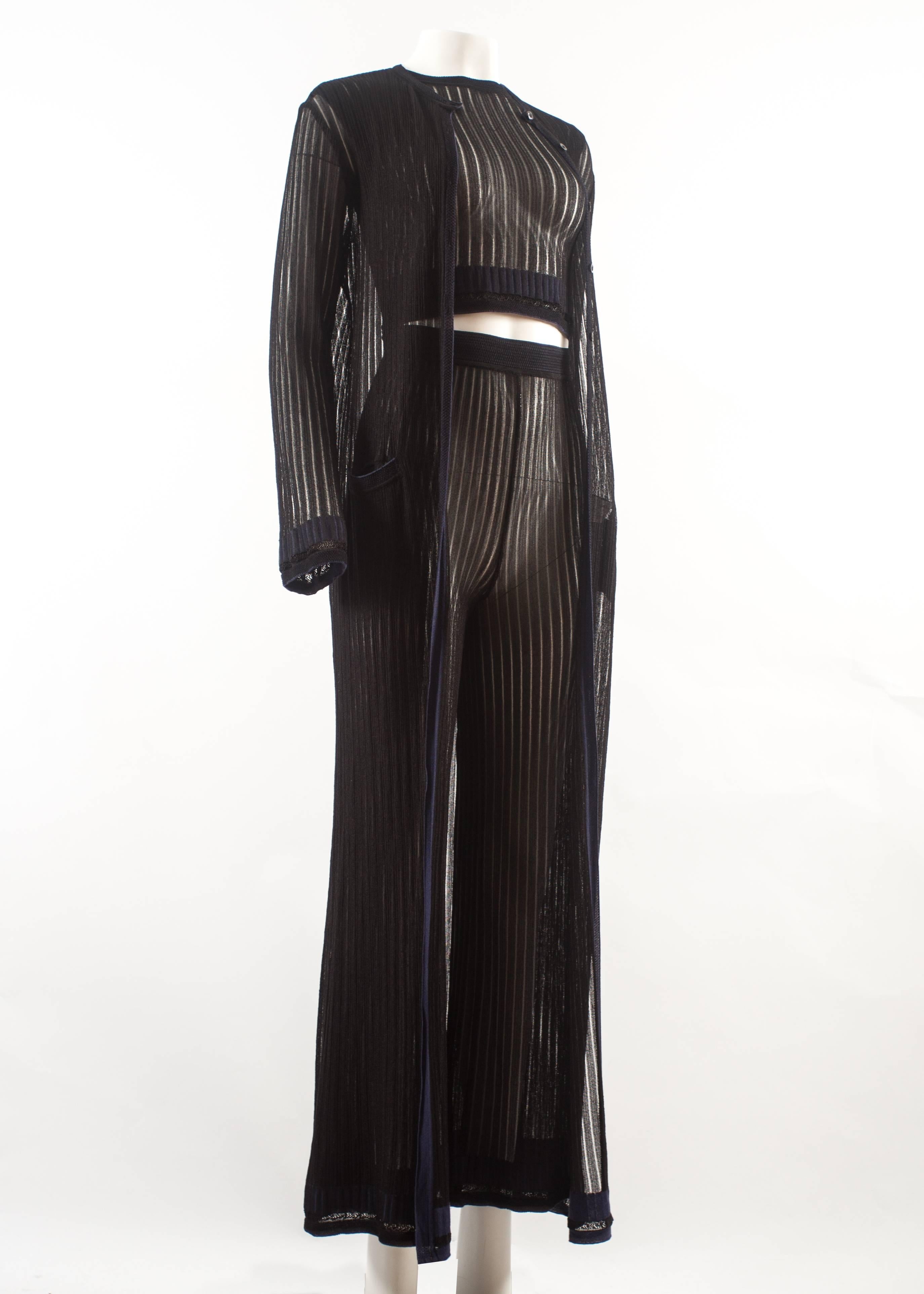 Noir Alaïa - Ensemble en maille 3 pièces, printemps-été 1992 en vente