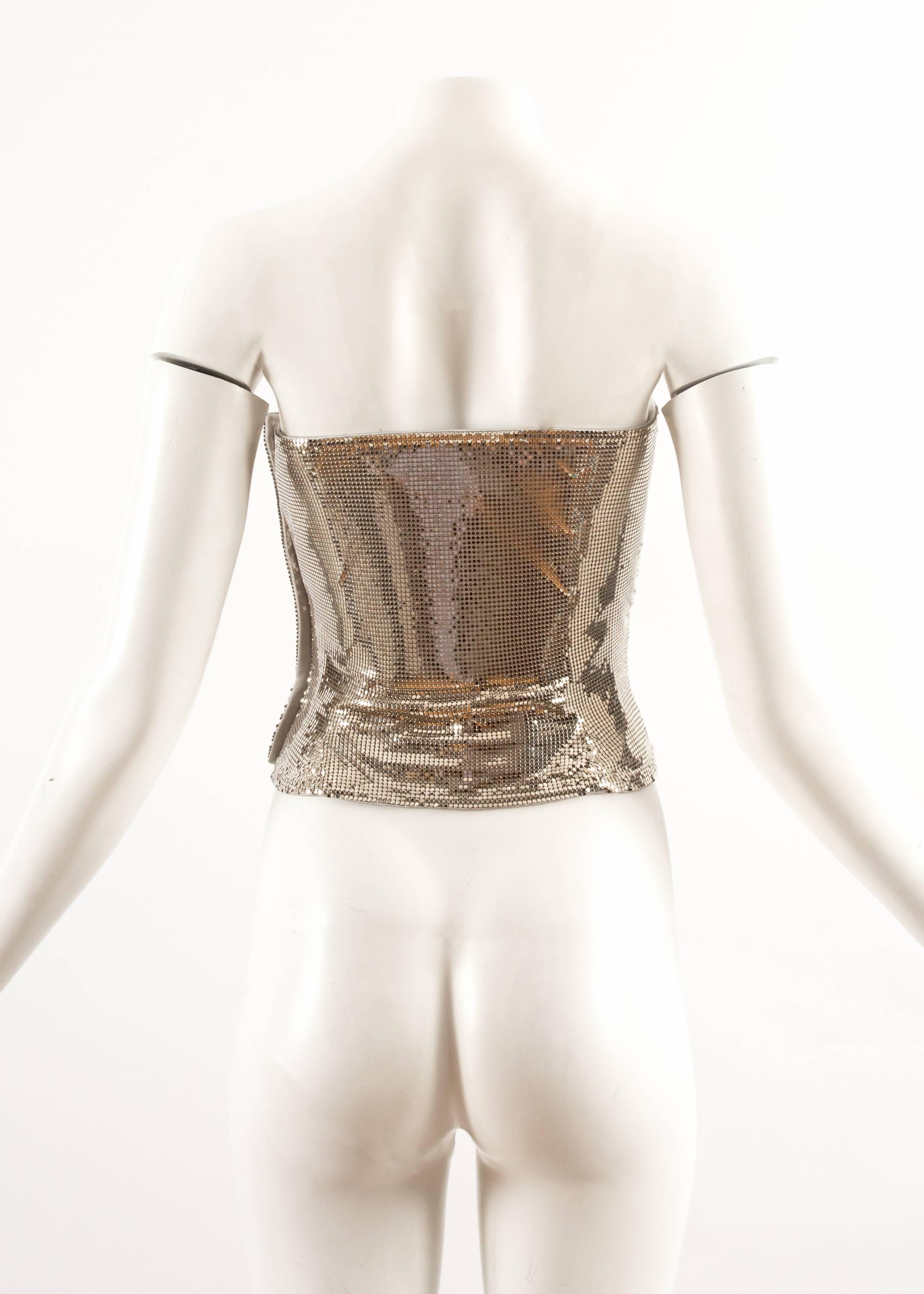 Gianni Versace Autumn-Winter 1998 silver metal mesh corset In New Condition In London, GB