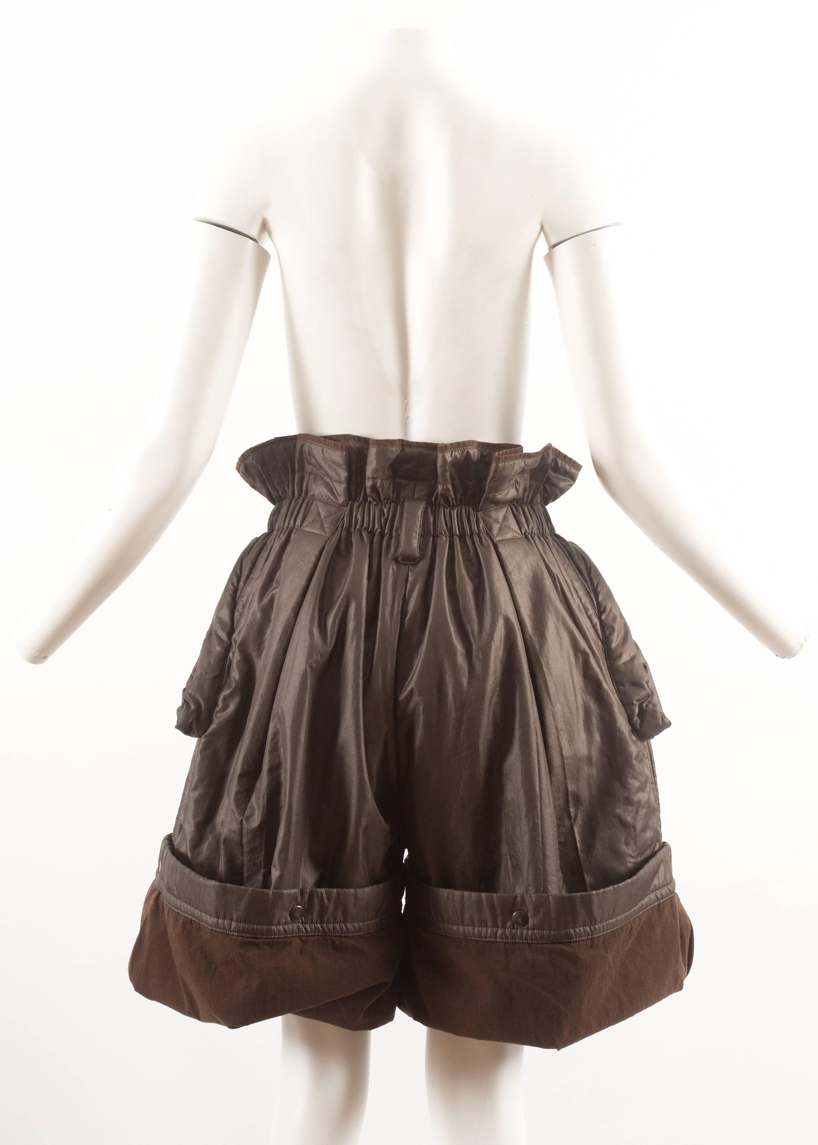 Issey Miyake Autumn-Winter 1983 oversized nylon shorts with paper-bag waist  3