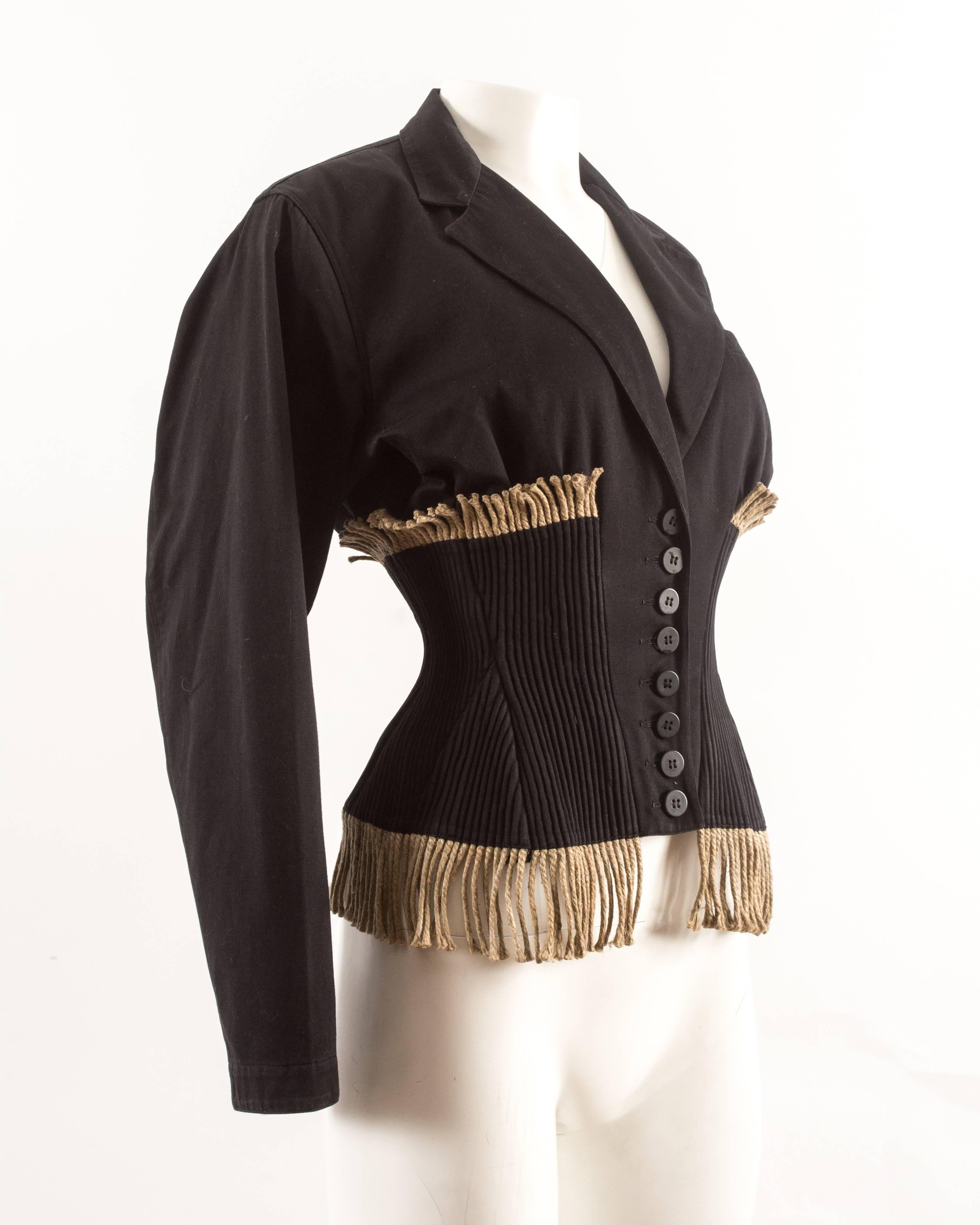 Alaia Spring-Summer 1988 corset-jacket with rope fringe  In Excellent Condition In London, GB
