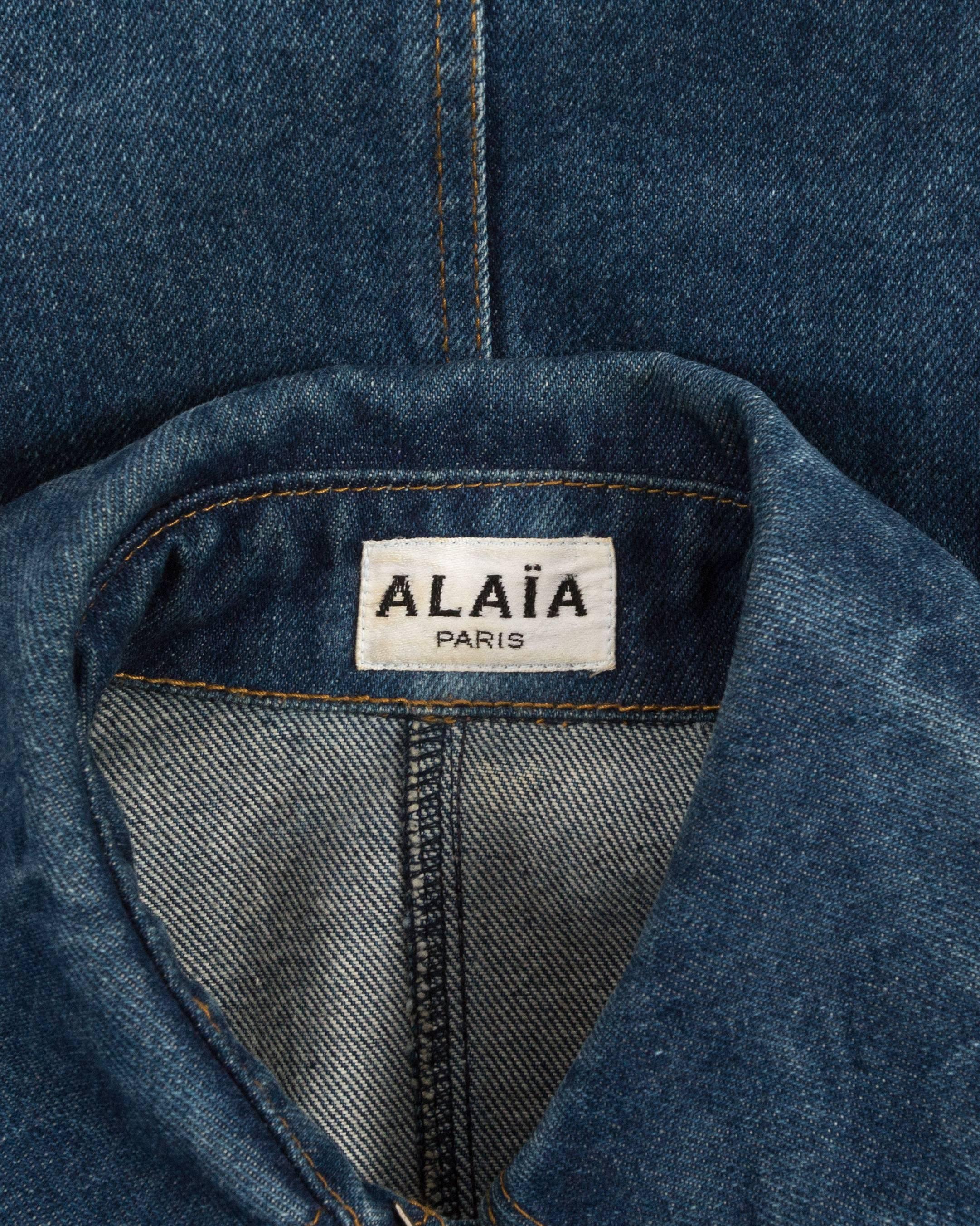 Alaia Autumn-Winter 1985 blue denim zipper dress 1
