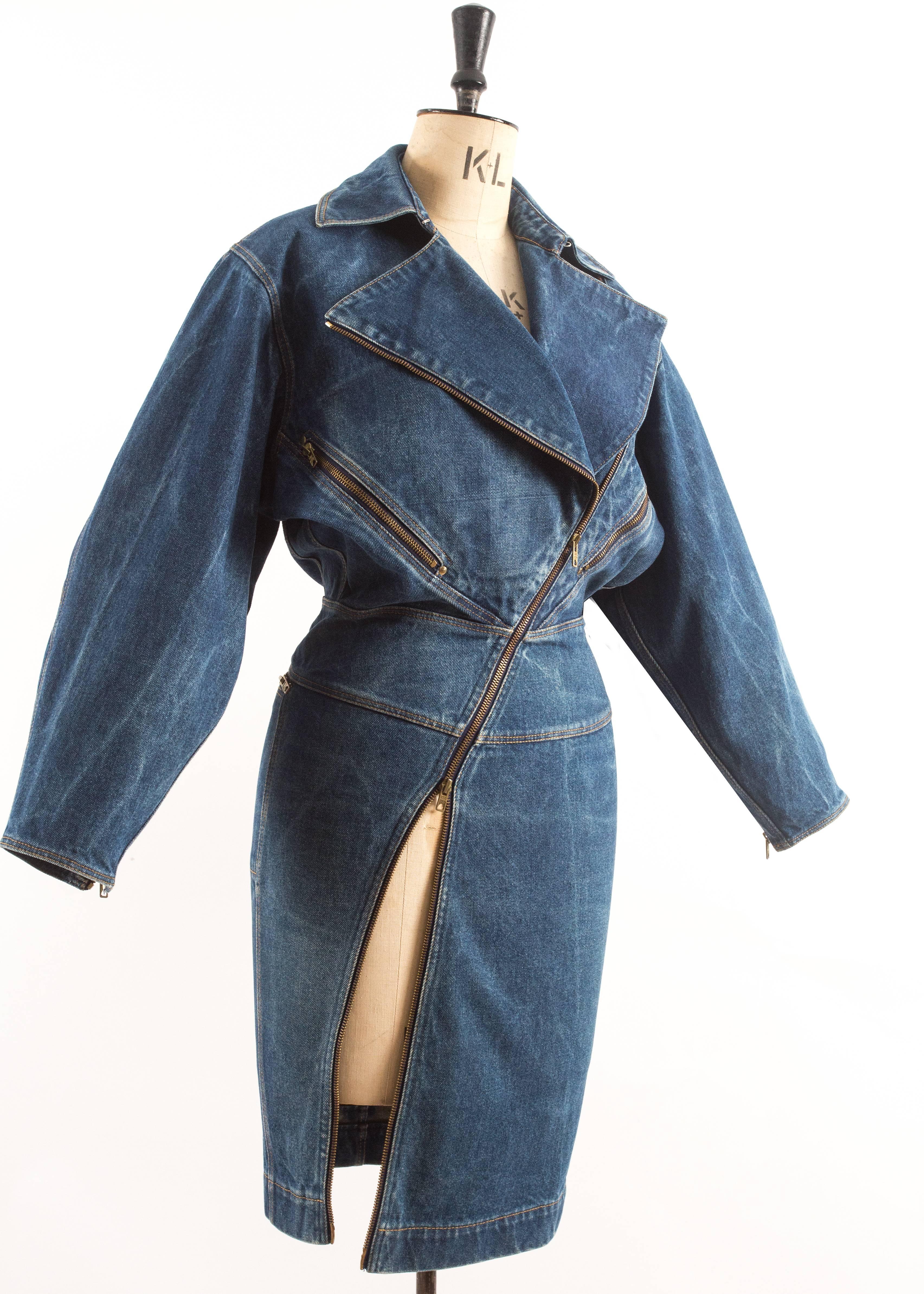 Black Alaia Autumn-Winter 1985 blue denim zipper dress