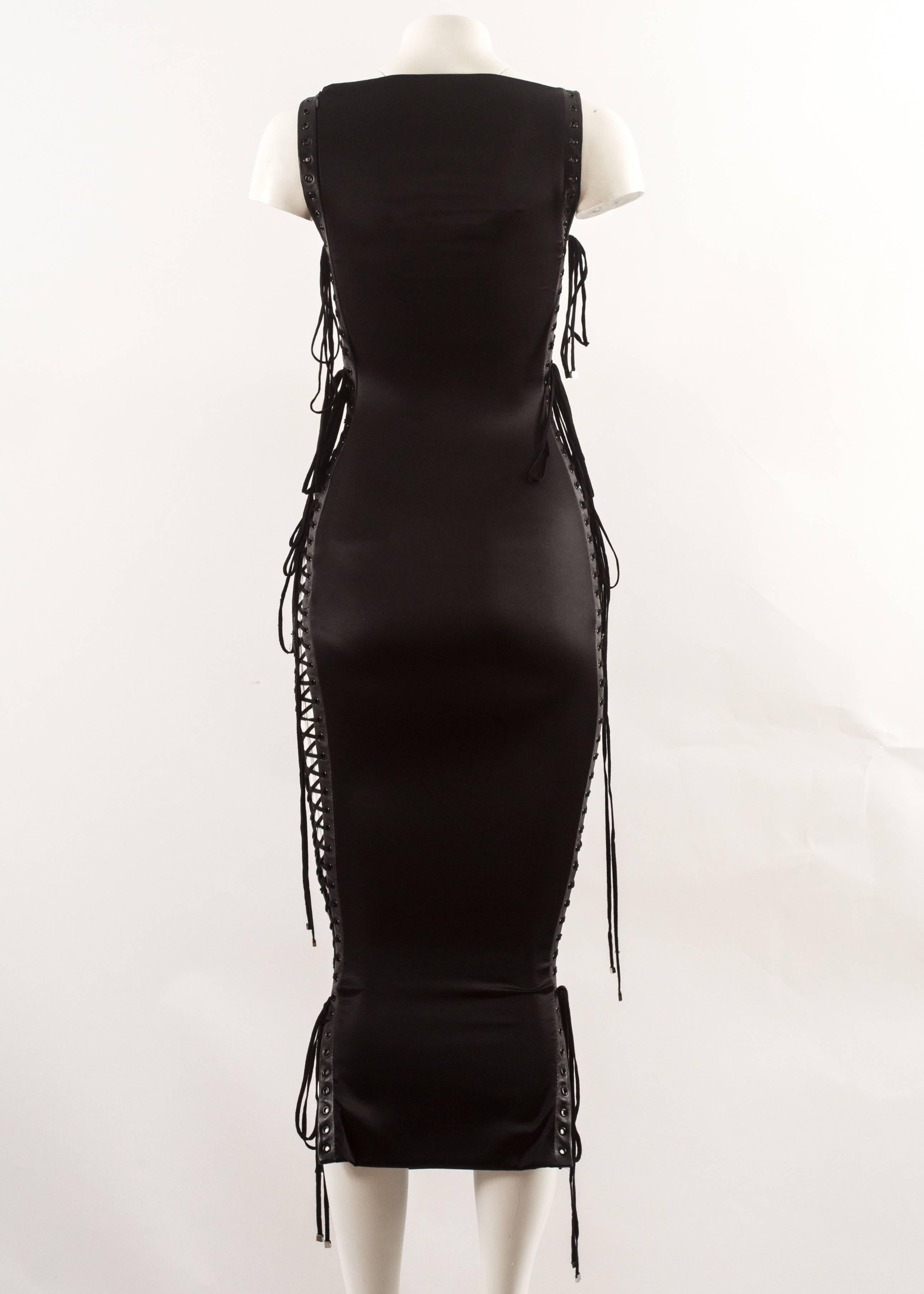 Dolce & Gabbana Spring-Summer 2003 black silk spandex lace up evening dress  1