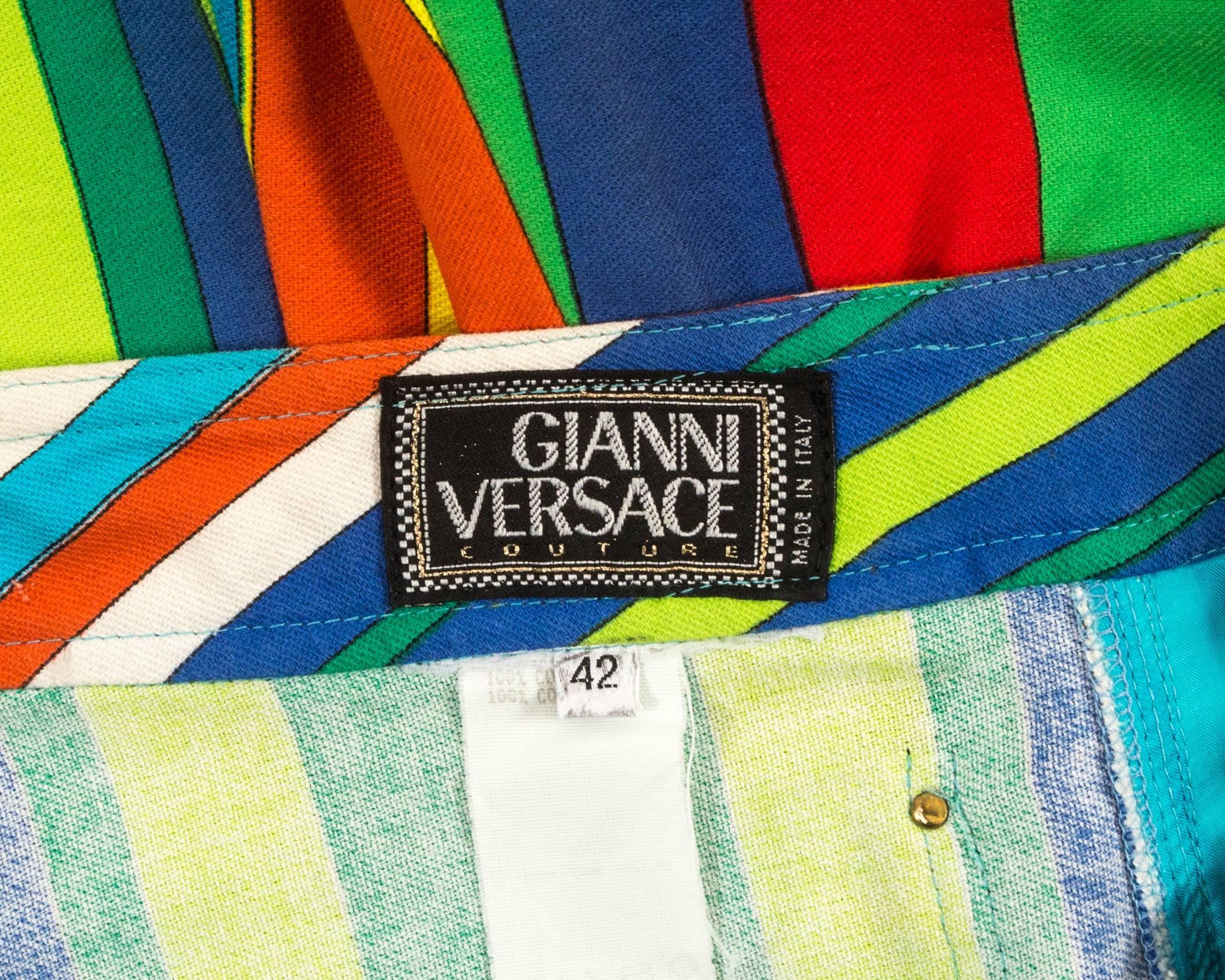 Orange Gianni Versace striped extra wide flared pants, Spring-Summer 1993 