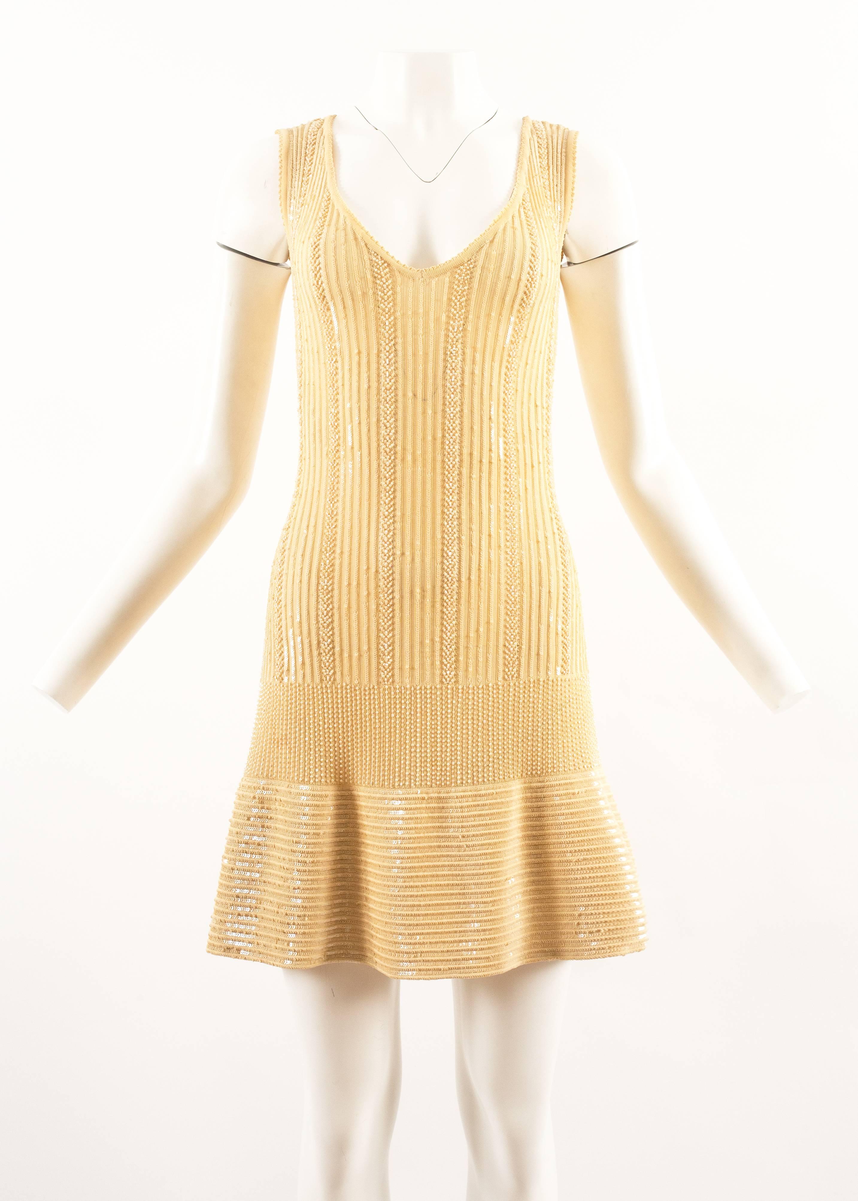 Azzedine Alaia Spring-Summer 1996  beaded lemon knit cocktail sequin dress  
