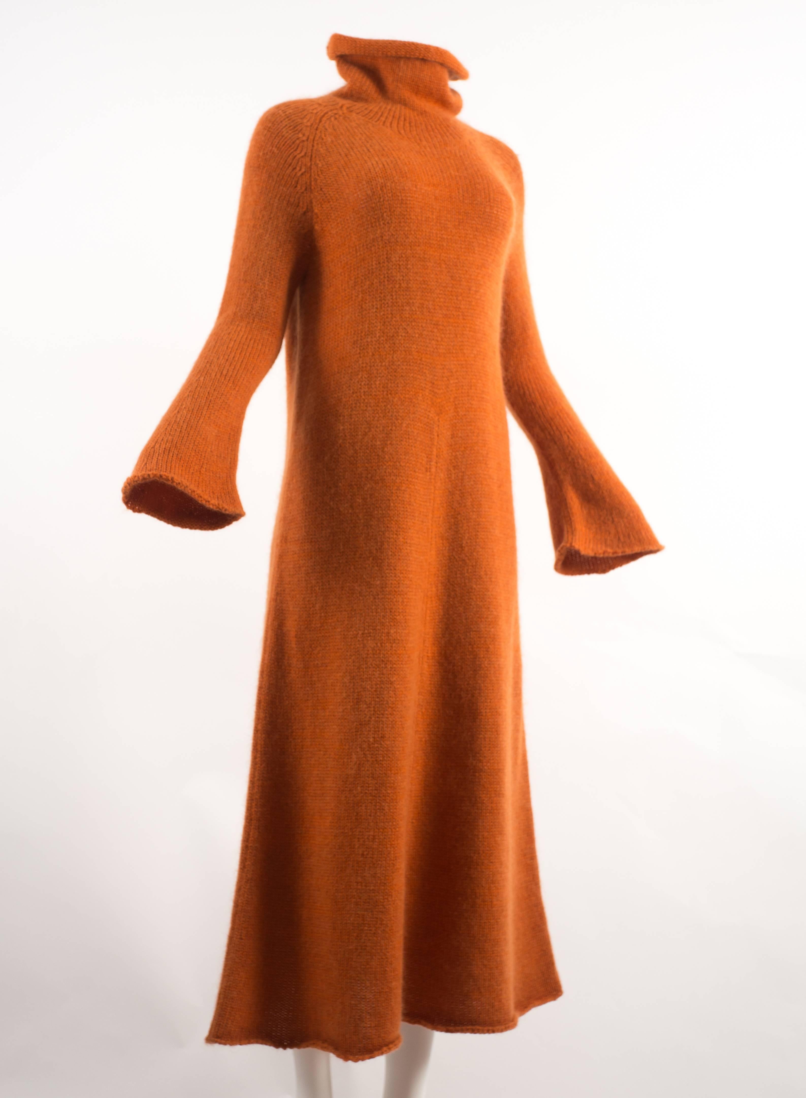 Women's Yohji Yamamoto Autumn-Winter 1998 orange knitted maxi dress