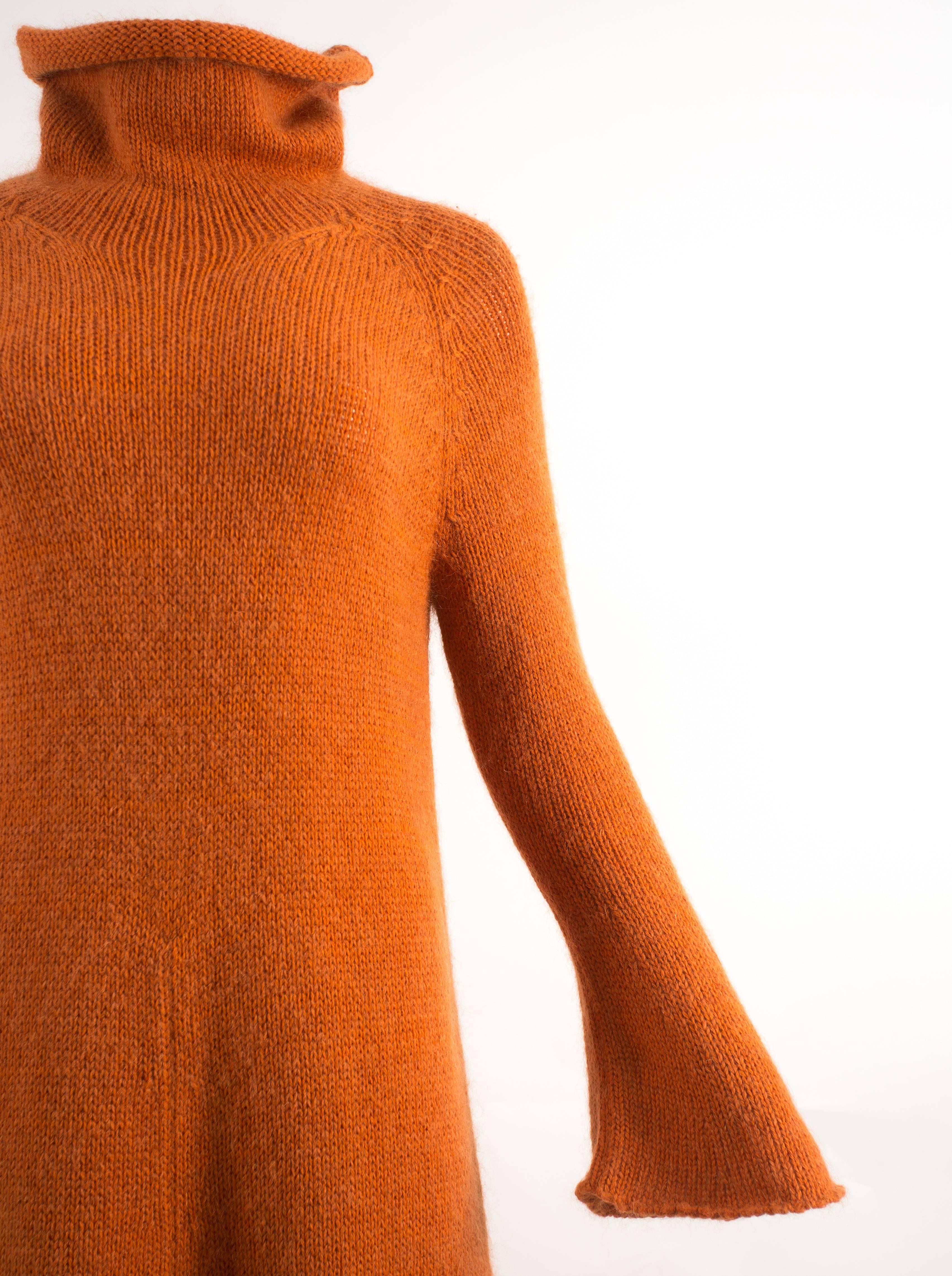 Yohji Yamamoto Autumn-Winter 1998 orange knitted maxi dress In Good Condition In London, GB