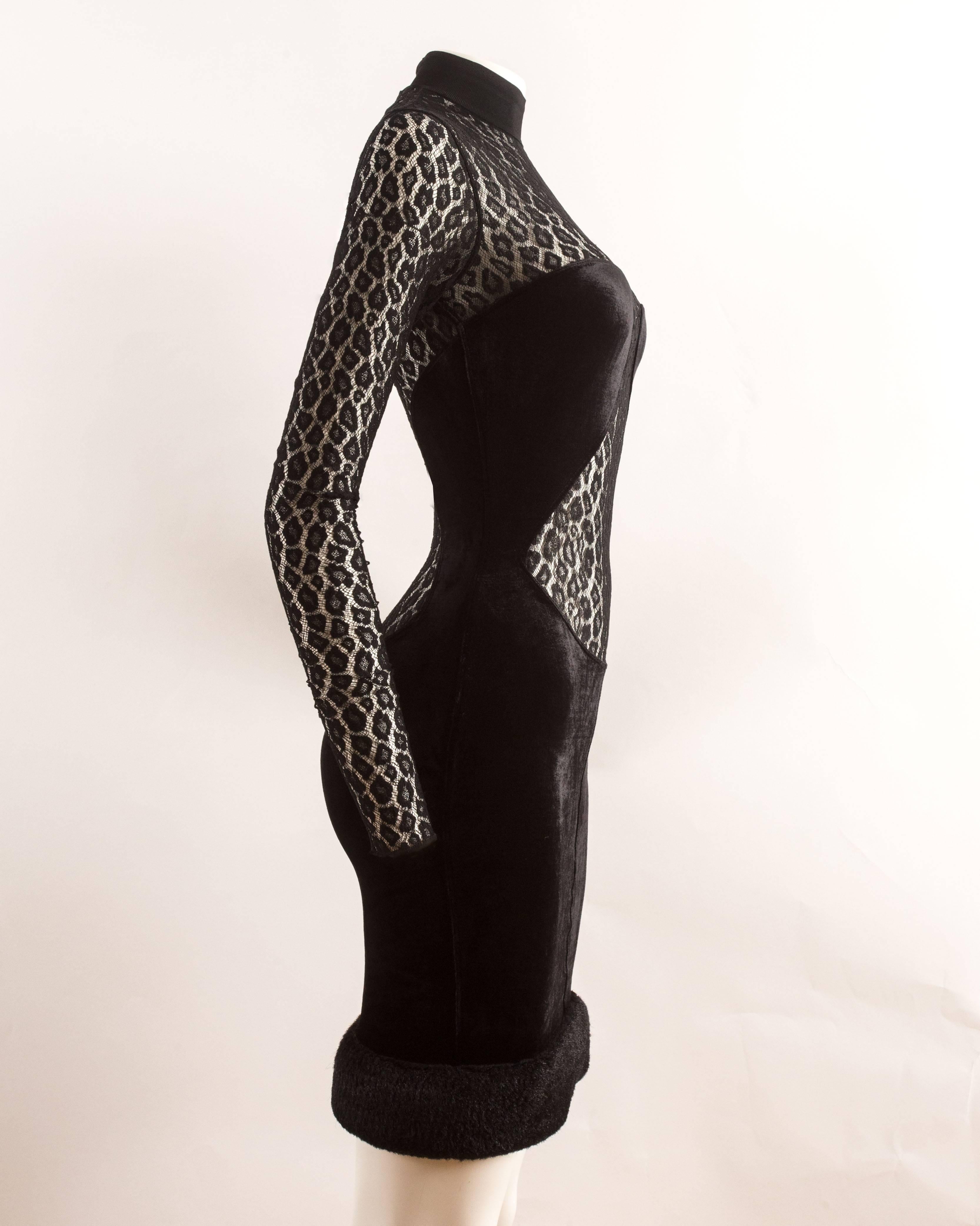 Alaia black velvet leopard lace evening dress, Autumn-Winter 1991  1