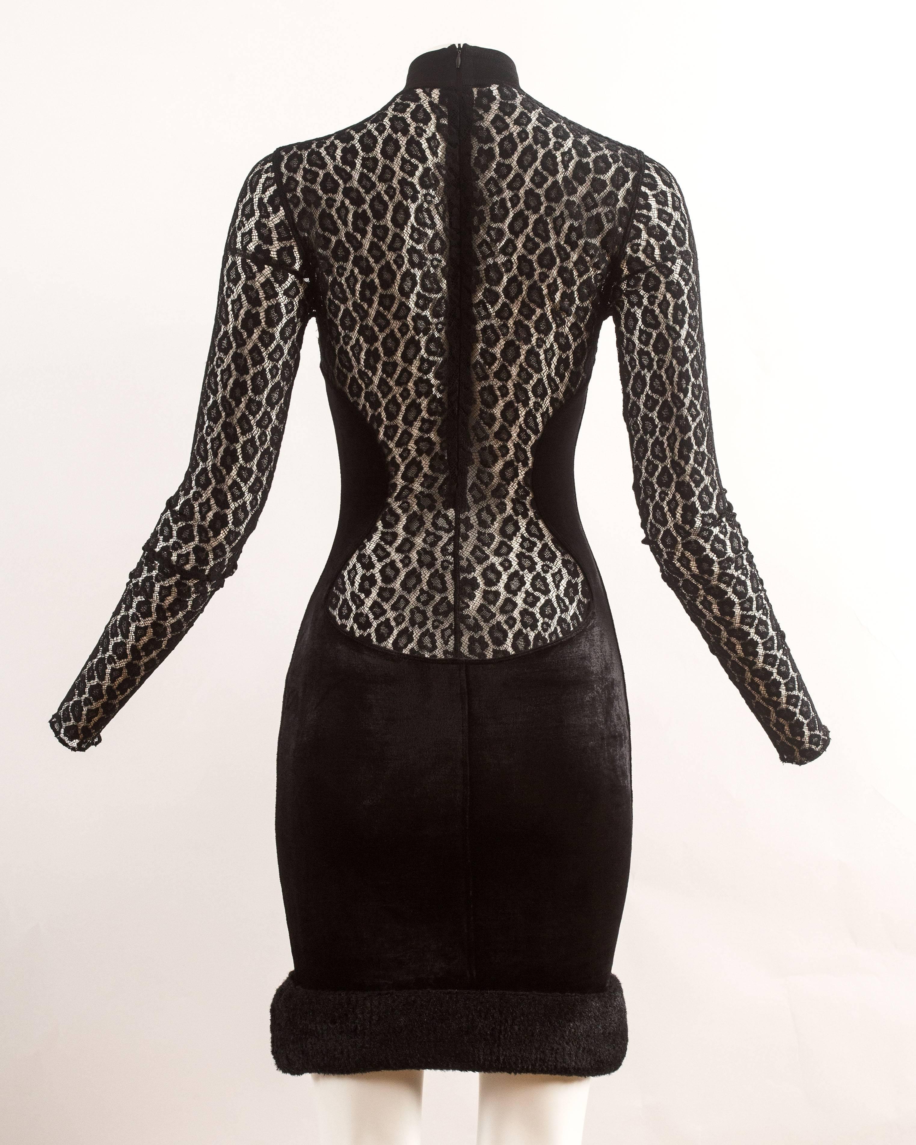 Alaia black velvet leopard lace evening dress, Autumn-Winter 1991  2