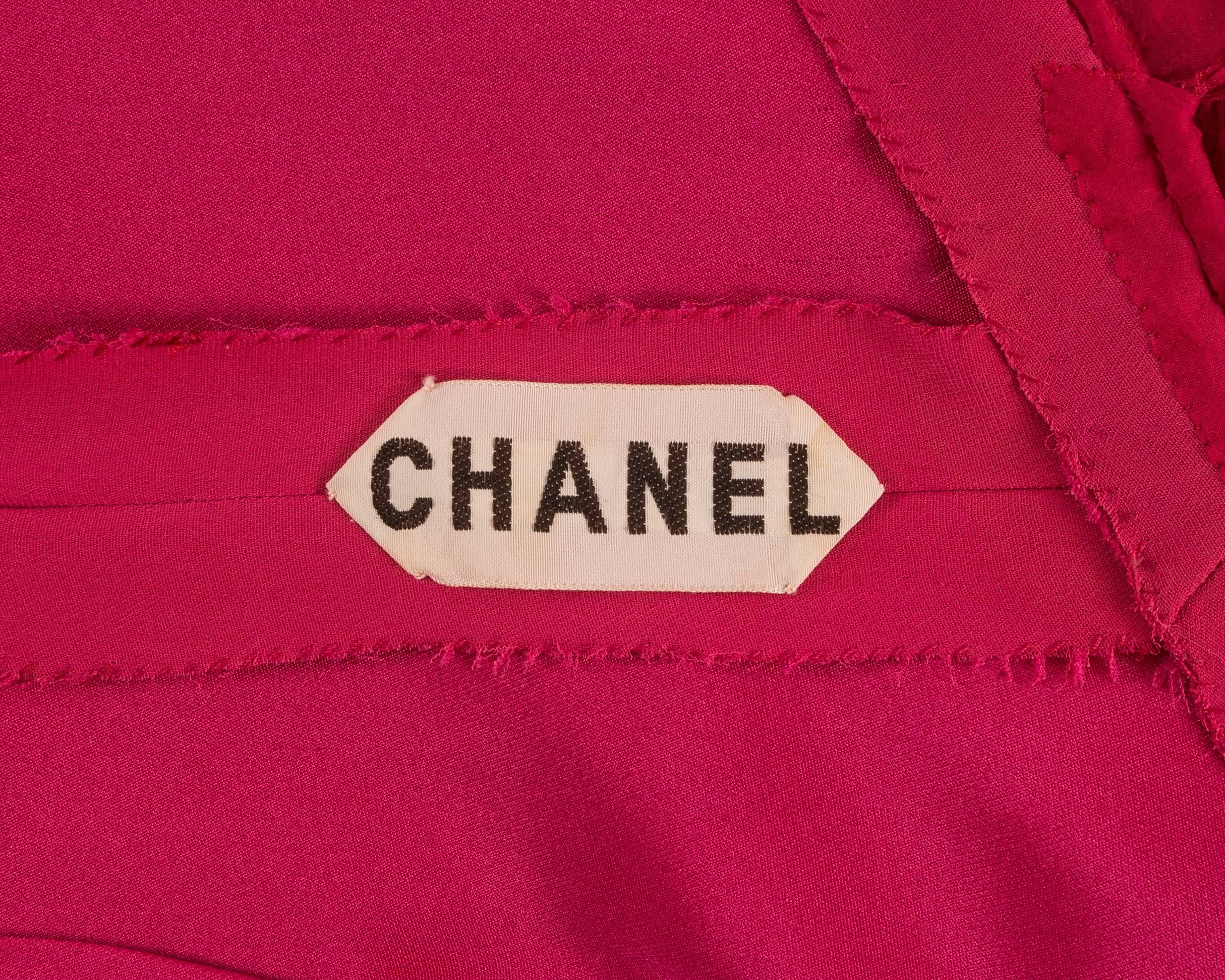 Chanel Haute Couture silk fuchsia pleated evening dress, Spring-Summer 1973  3
