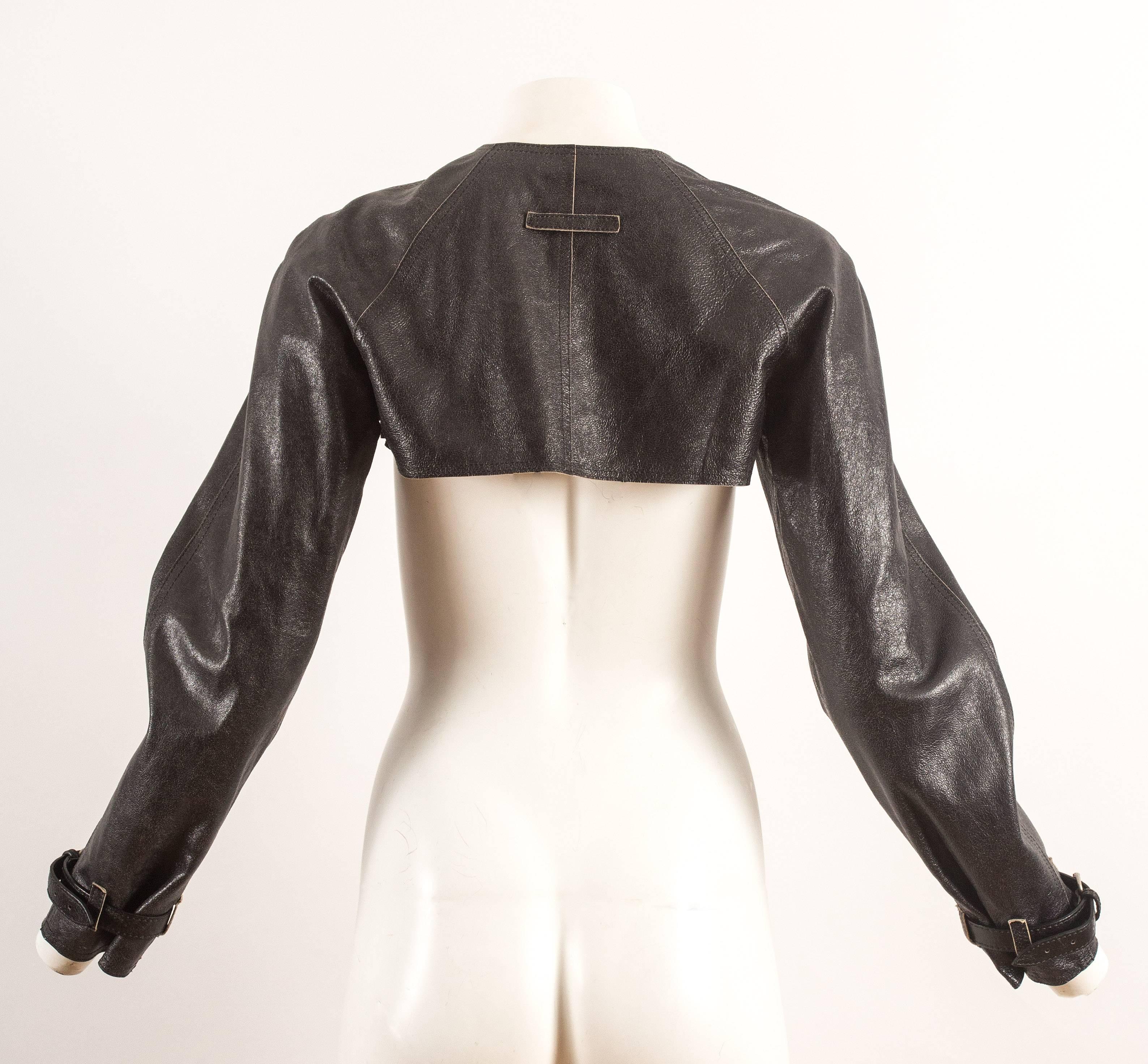 Black Jean Paul Gaultier cropped leather jacket, Autumn-Winter 2001 