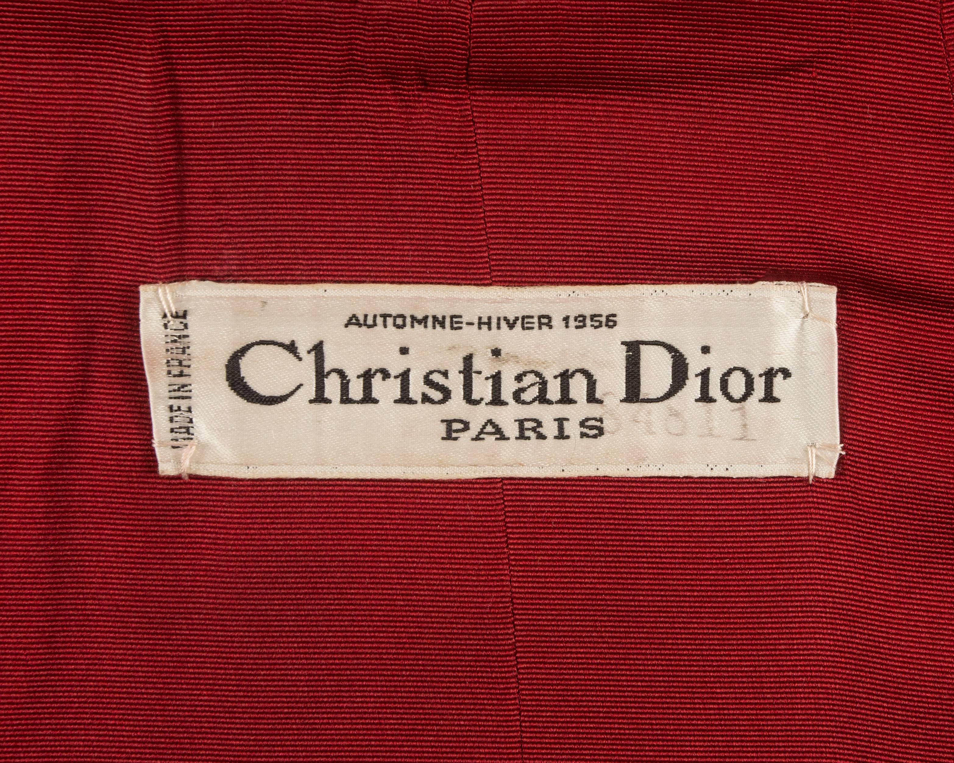 Black Christian Dior Haute Couture Autumn-Winter 1956 royal red silk velvet opera coat