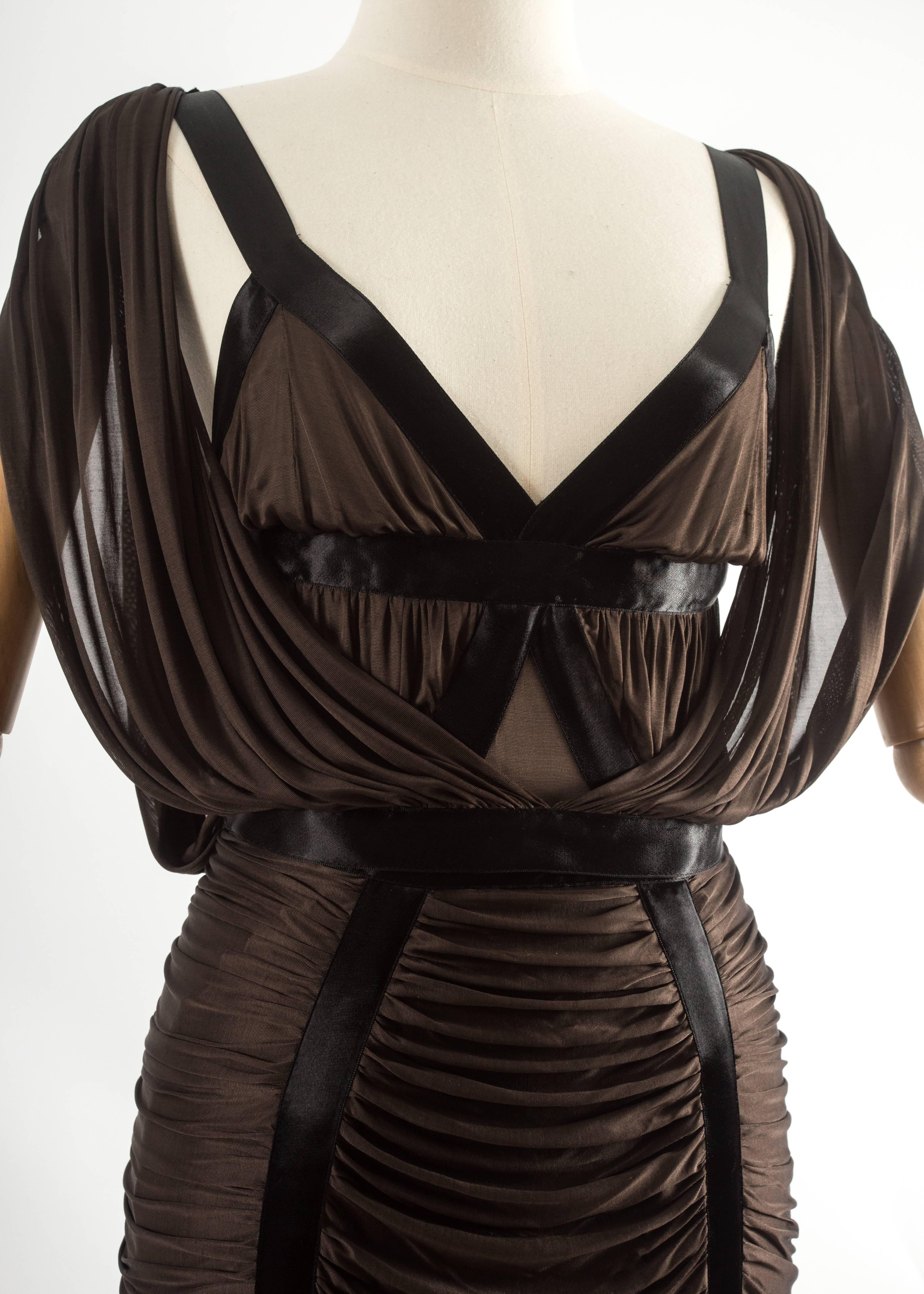 Black Tom Ford for Yves Saint Laurent Spring-Summer 2003 draped evening gown