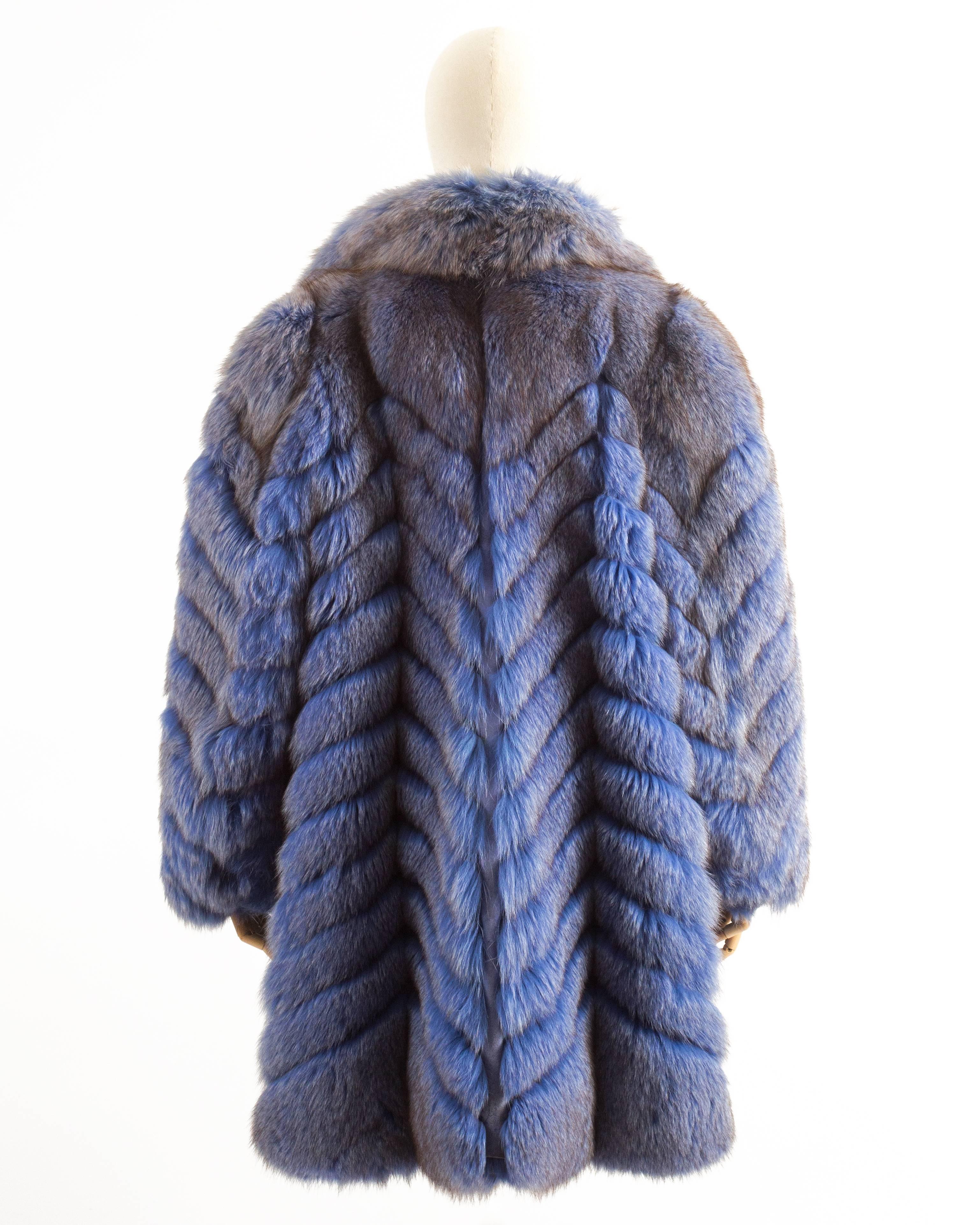 Bejamin Fourrures 1980 powder blue fox fur oversized coat 2