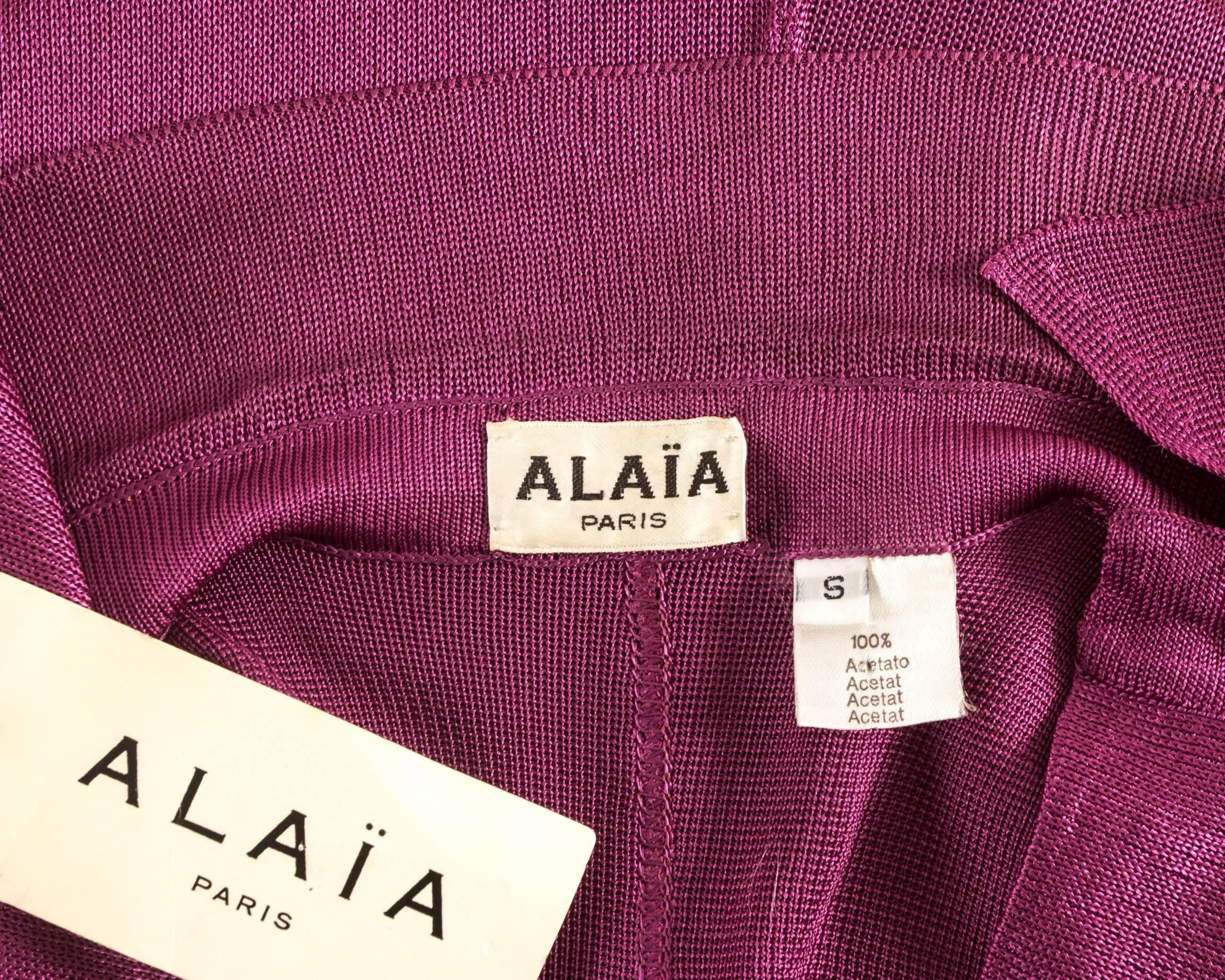 Alaia Printemps-Eté 1986 - Robe bodycon en maille acétate magenta Pour femmes en vente