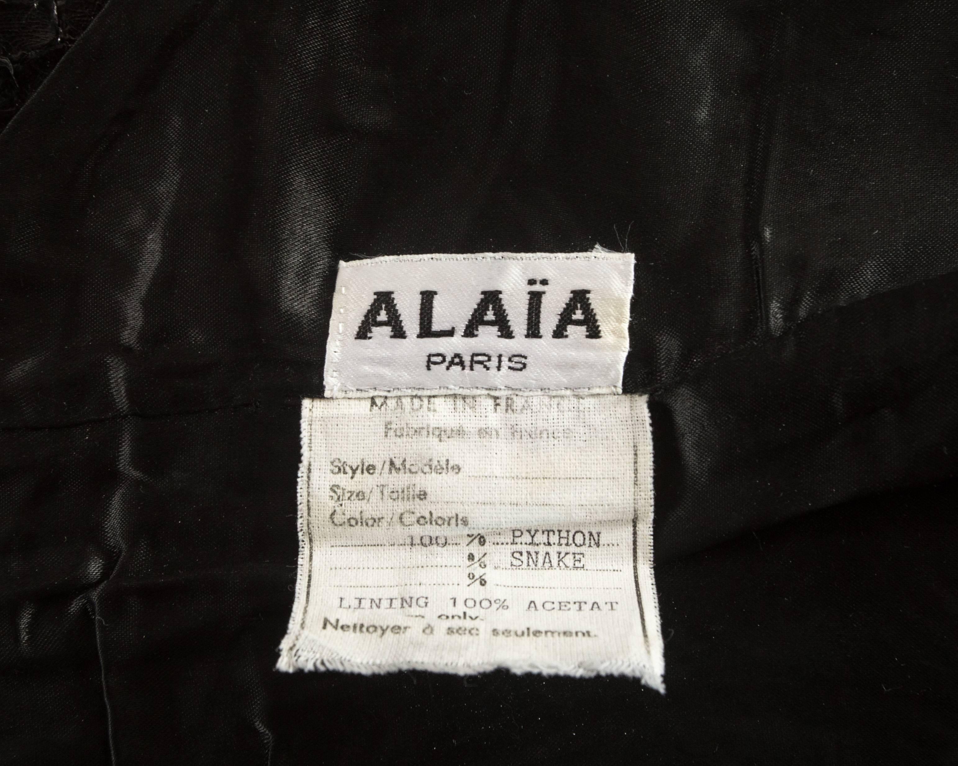 Alaia black python waistcoat with lace up back fastening, Autumn-Winter 1990  For Sale 2