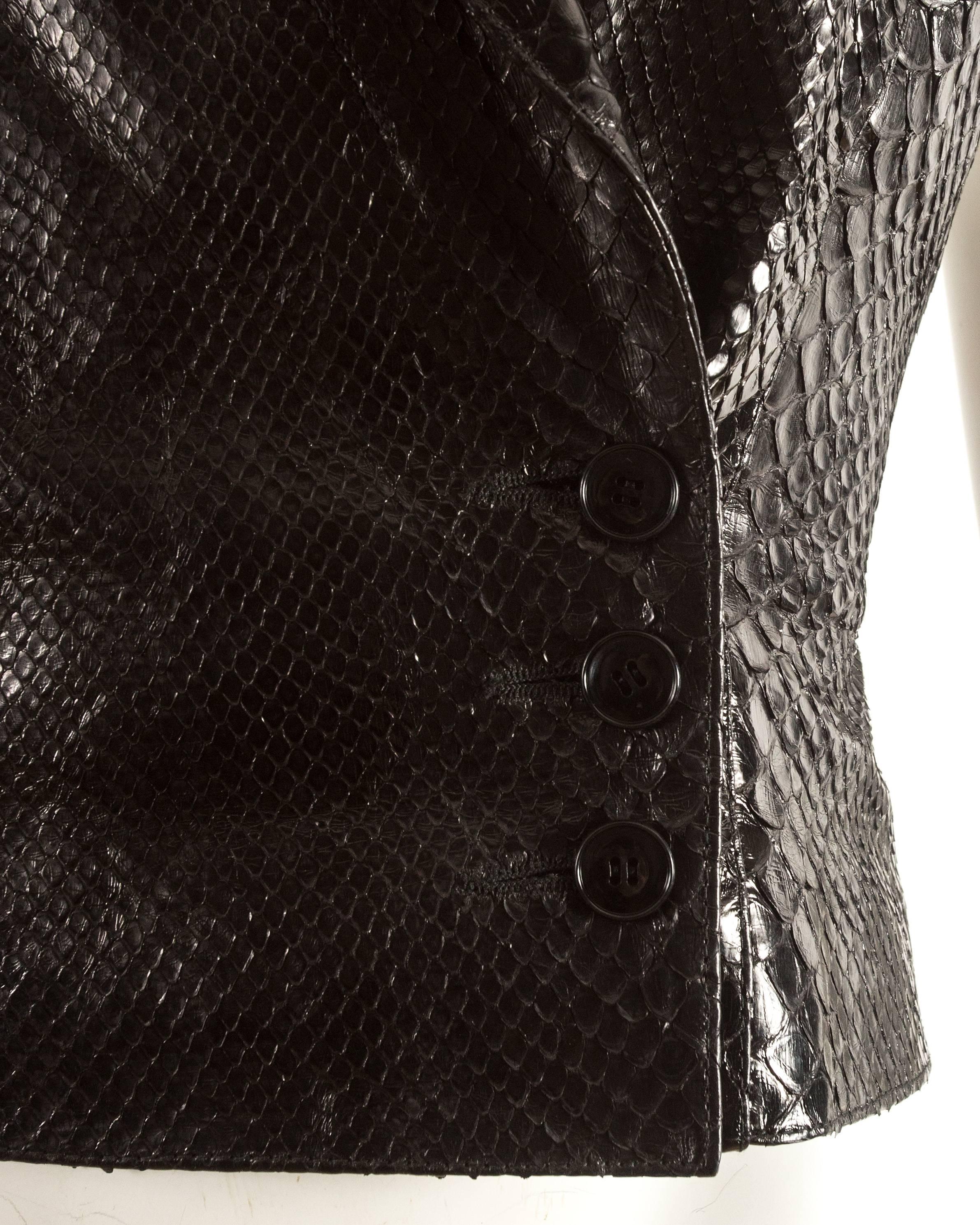 Alaia black python waistcoat with lace up back fastening, Autumn-Winter 1990  For Sale 1