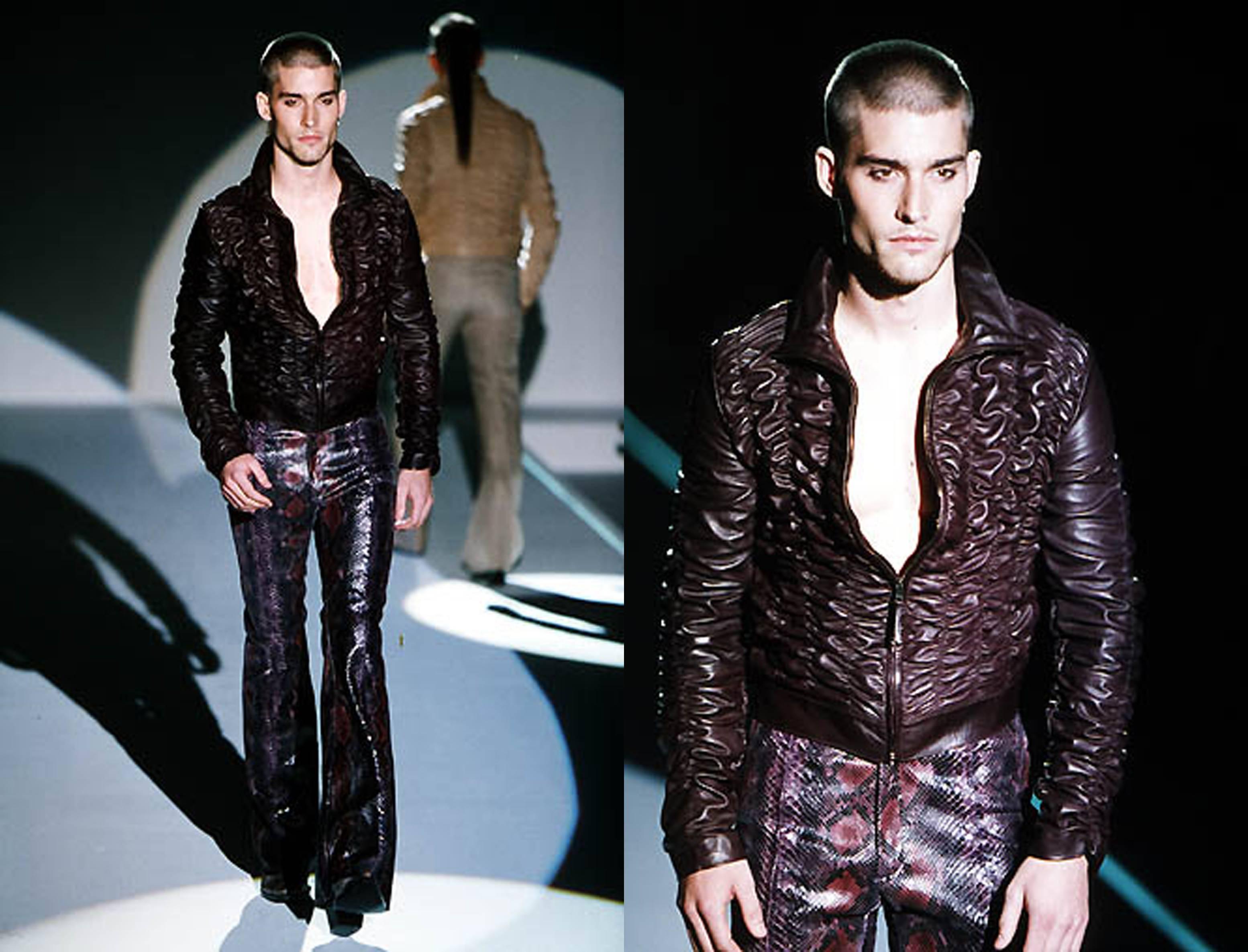 Tom Ford for Gucci Spring-Summer 2000 Mens Python Plum Flared Pants