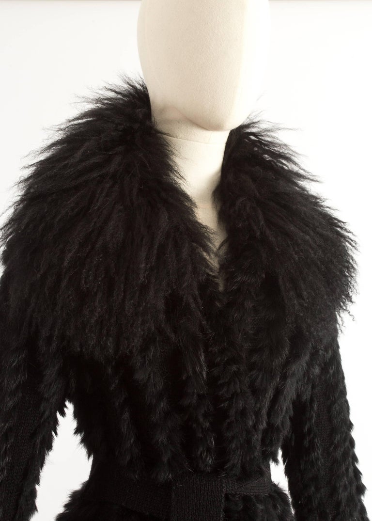 Dolce and Gabbana black sheepskin knitted cardigan at 1stDibs