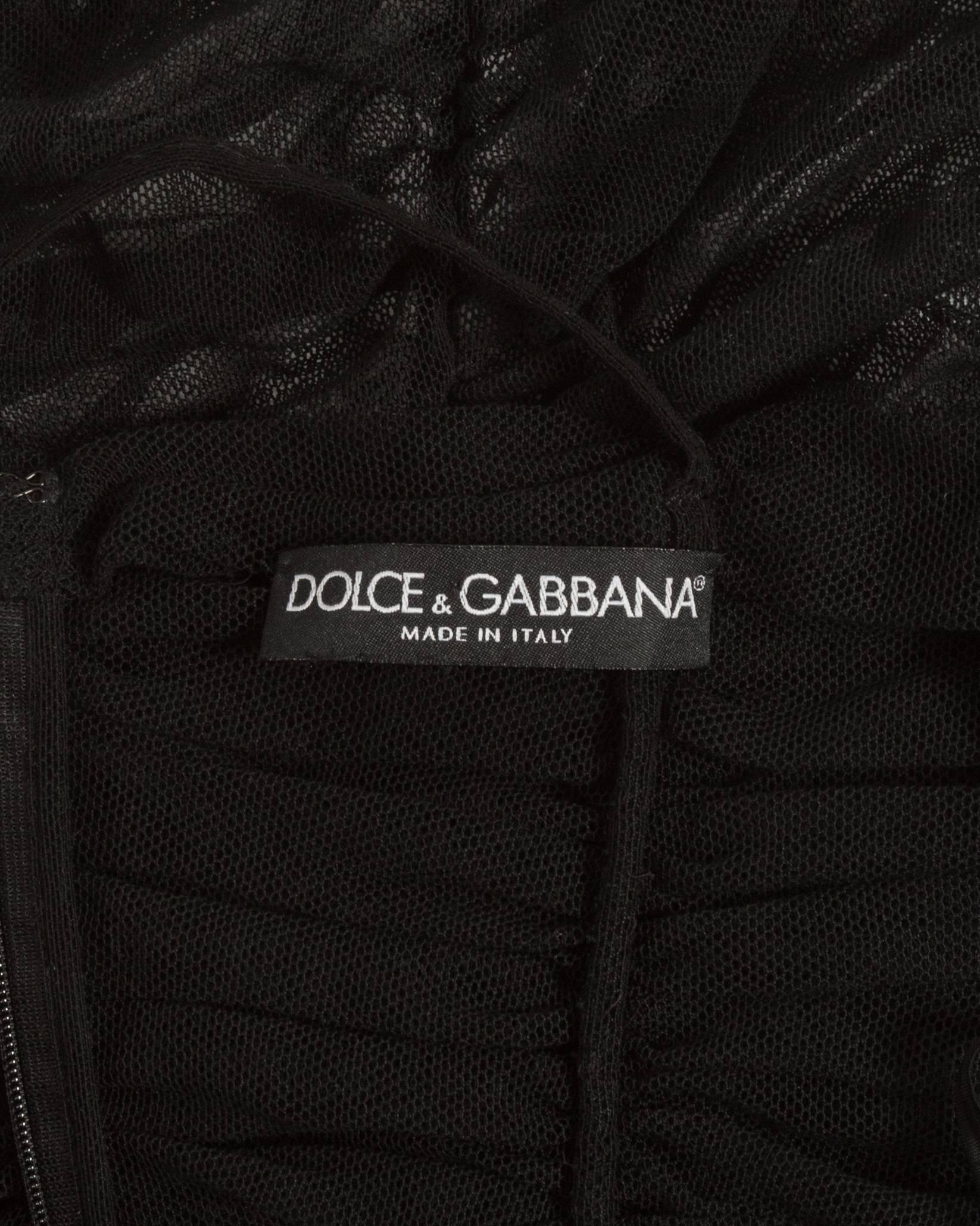 Women's Dolce & Gabbana Spring-Summer 2001 black ruched tulle evening dress