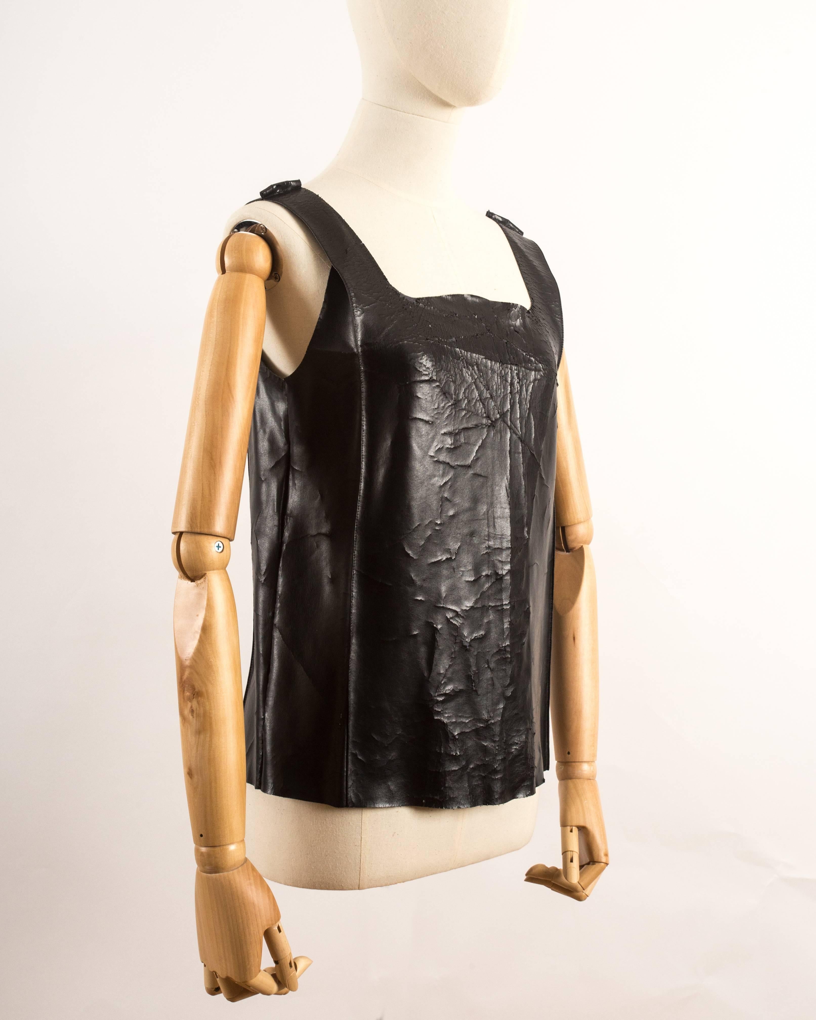 Margiela Spring-Summer 1998 faux leather paper bag vest  In Fair Condition In London, GB