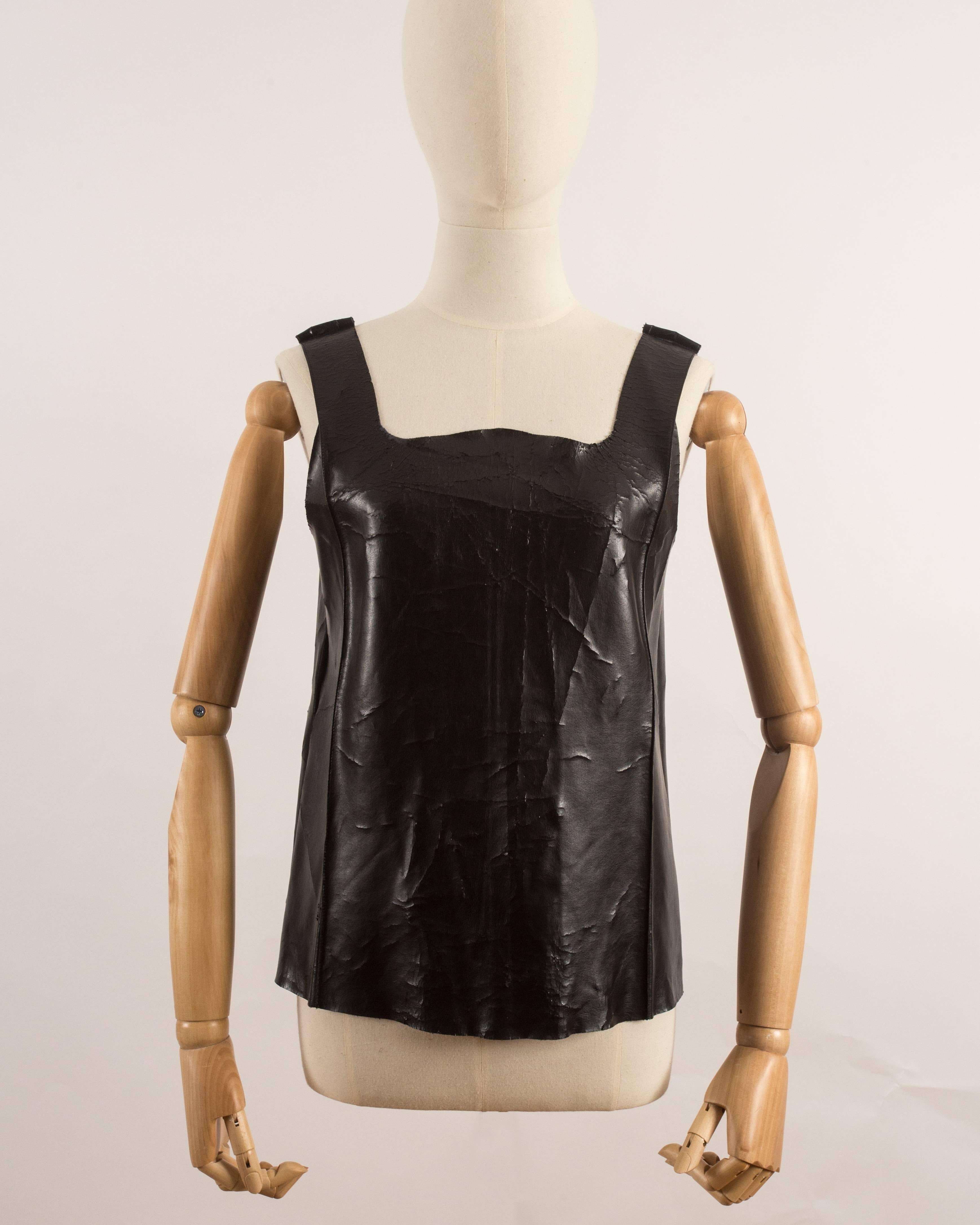 Women's or Men's Margiela Spring-Summer 1998 faux leather paper bag vest 