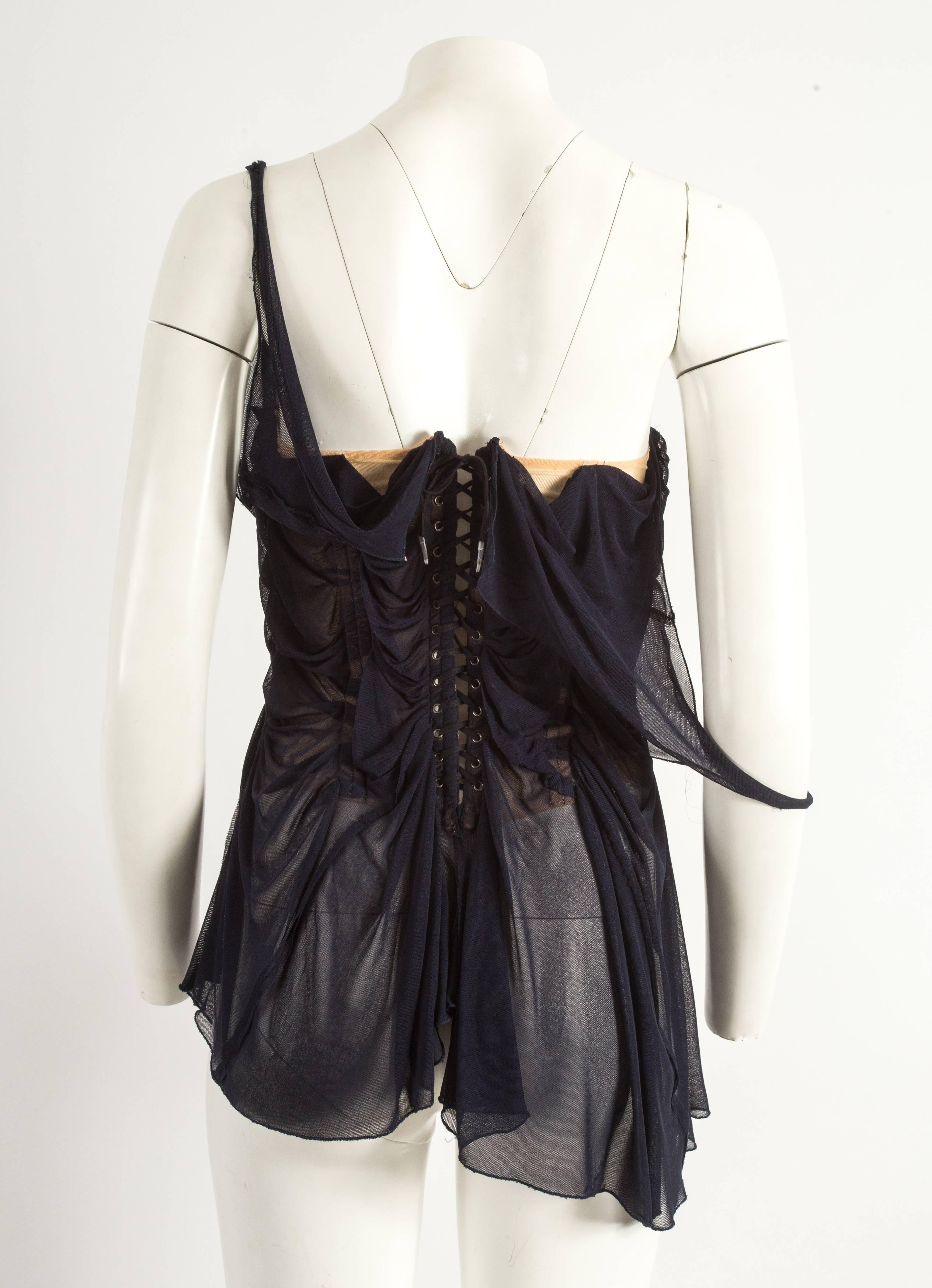 Women's Jean Paul Gaultier Spring-Summer 2004 ruched chiffon corset 