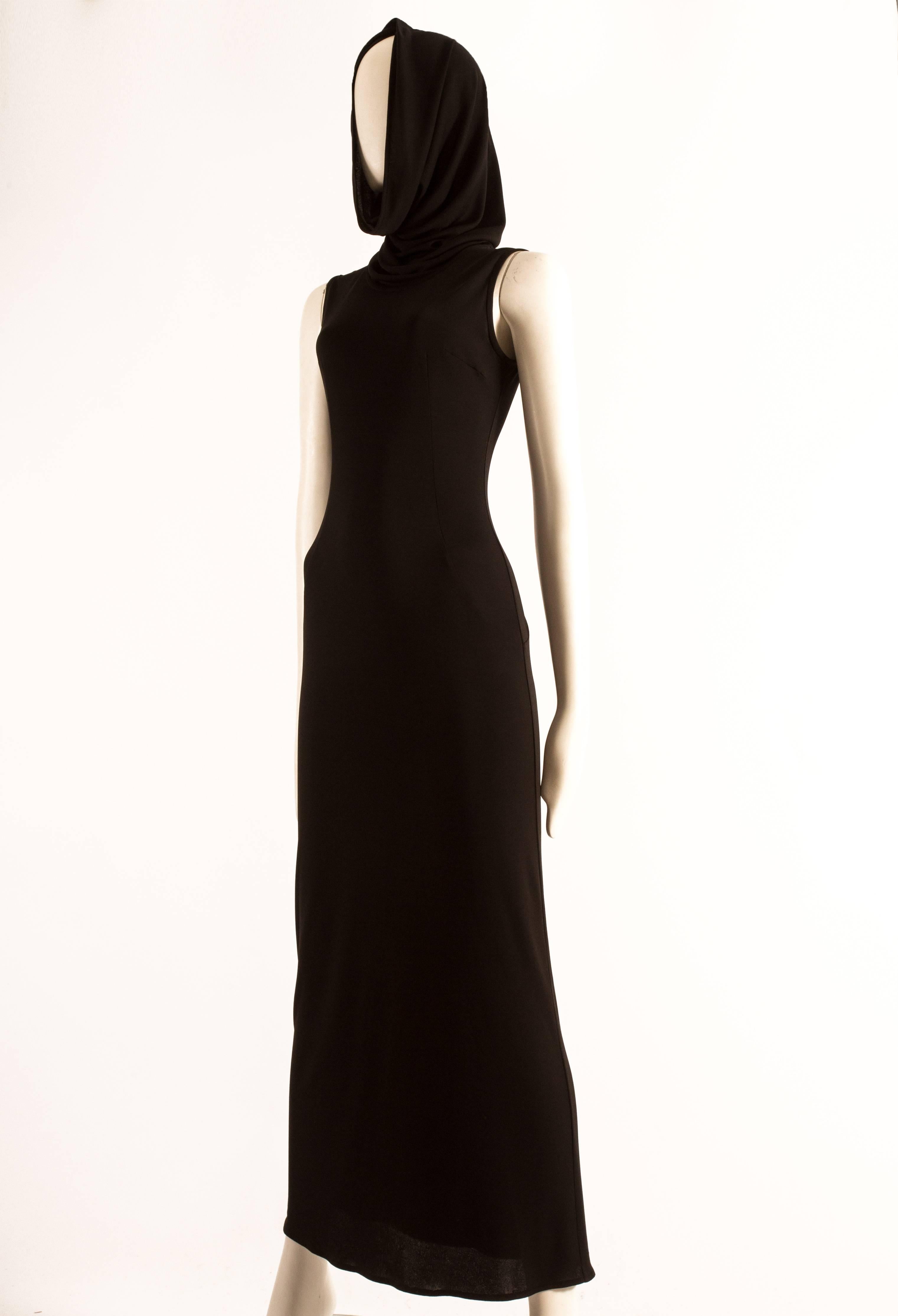 Black Dolce & Gabbana Spring-Summer 1996 black hooded evening dress