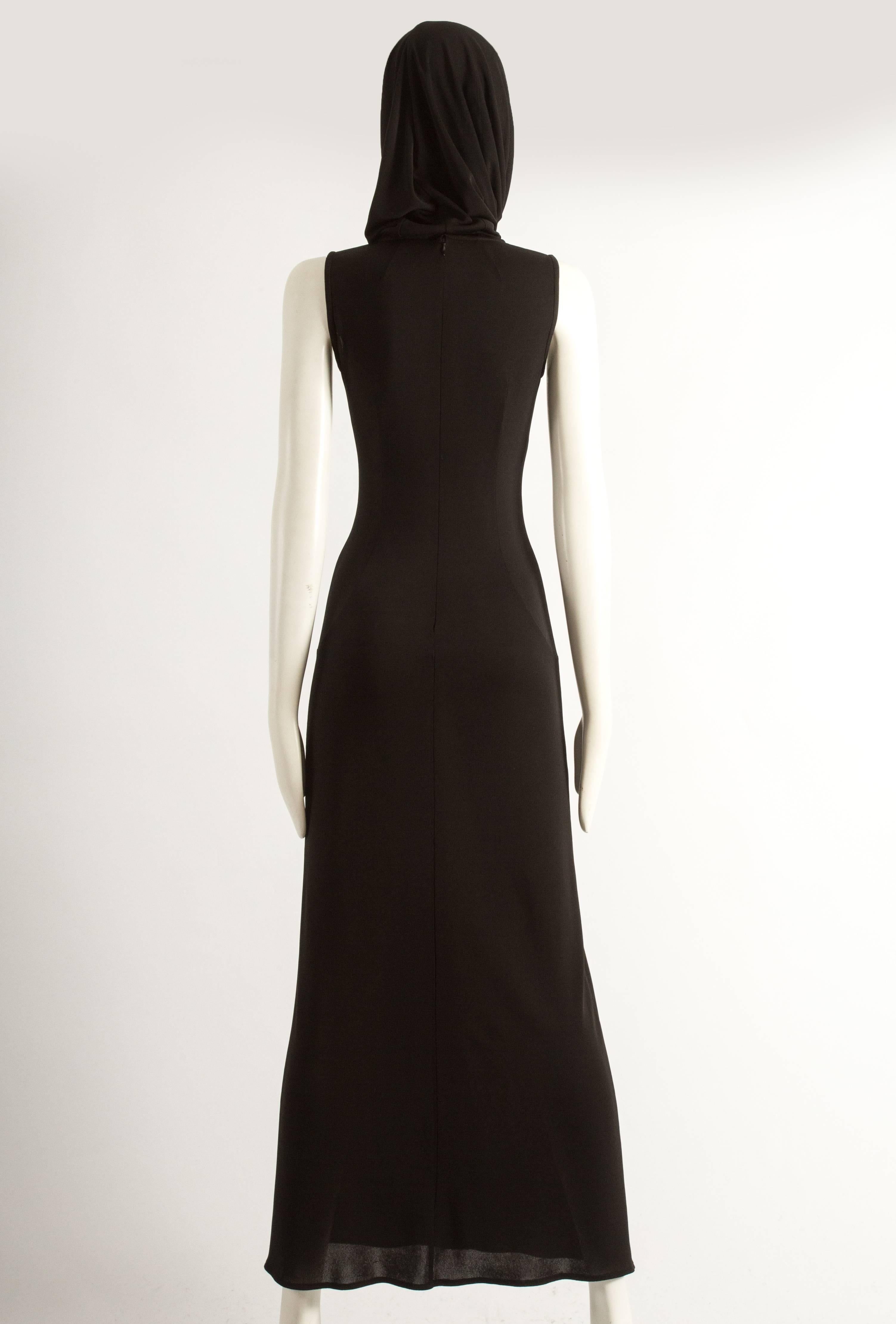 Dolce & Gabbana Spring-Summer 1996 black hooded evening dress In Excellent Condition In London, GB