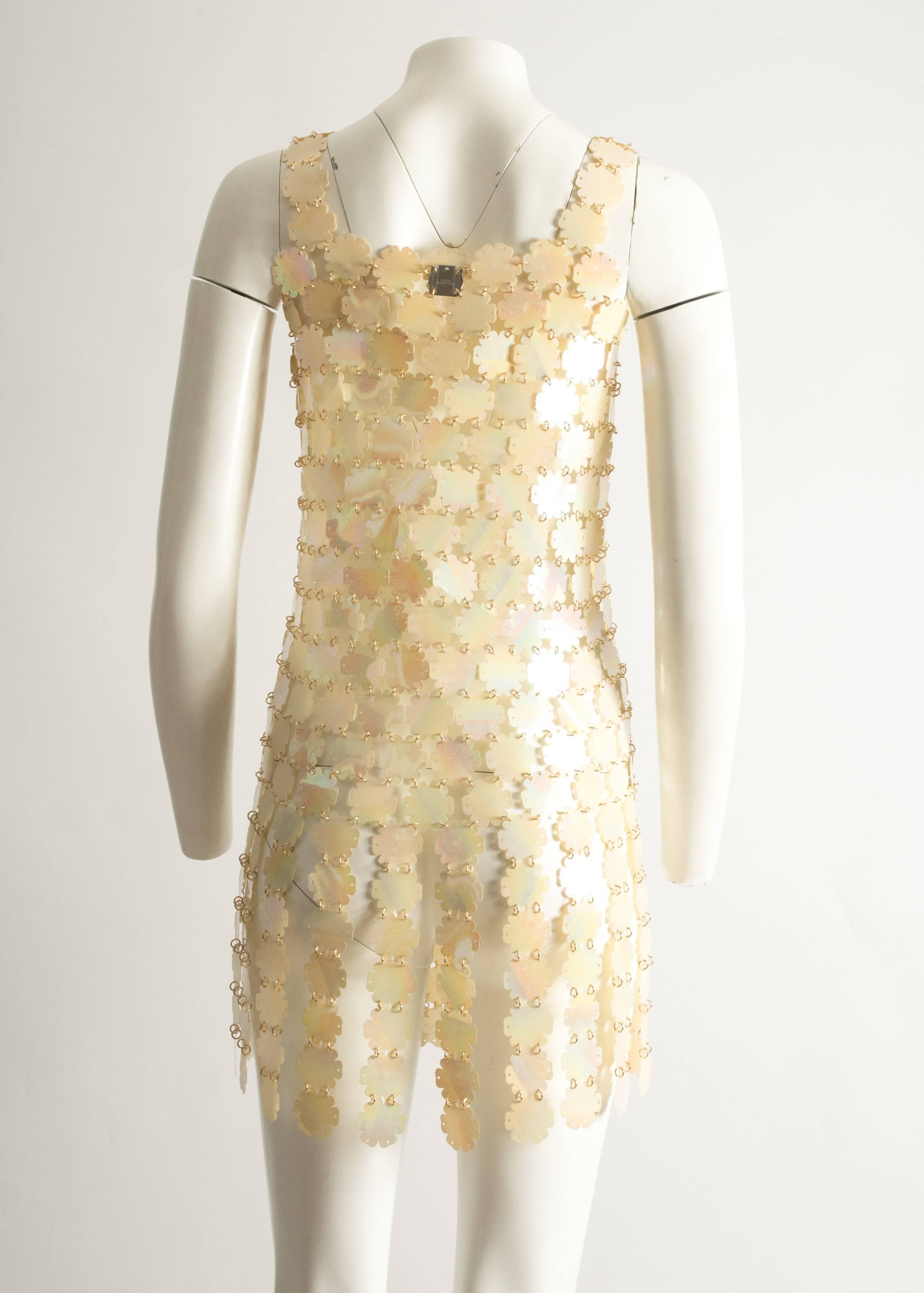 Beige Paco Rabanne plastic petal mini dress