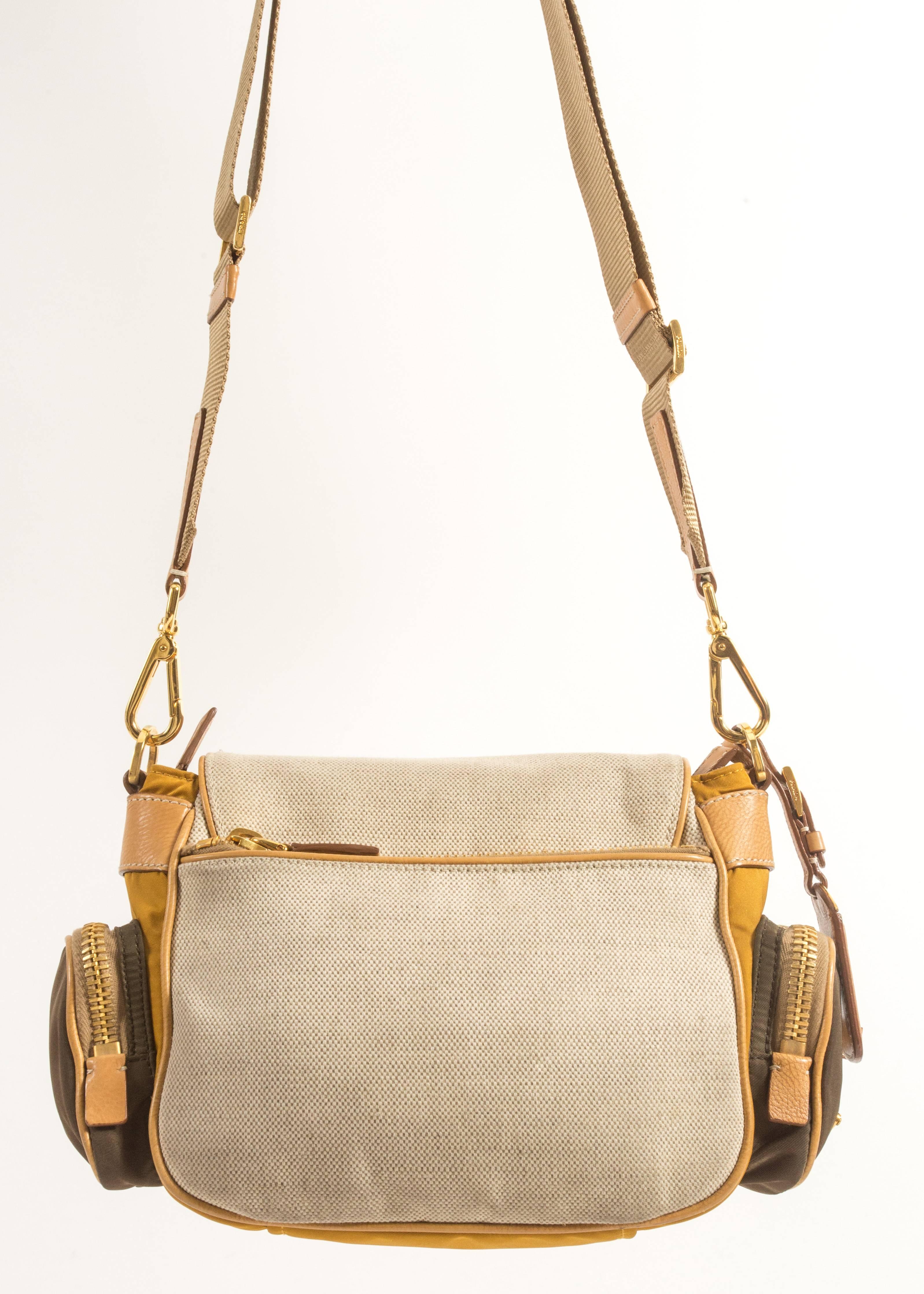 Women's or Men's Prada leather, canvas and nylon crossbody bag