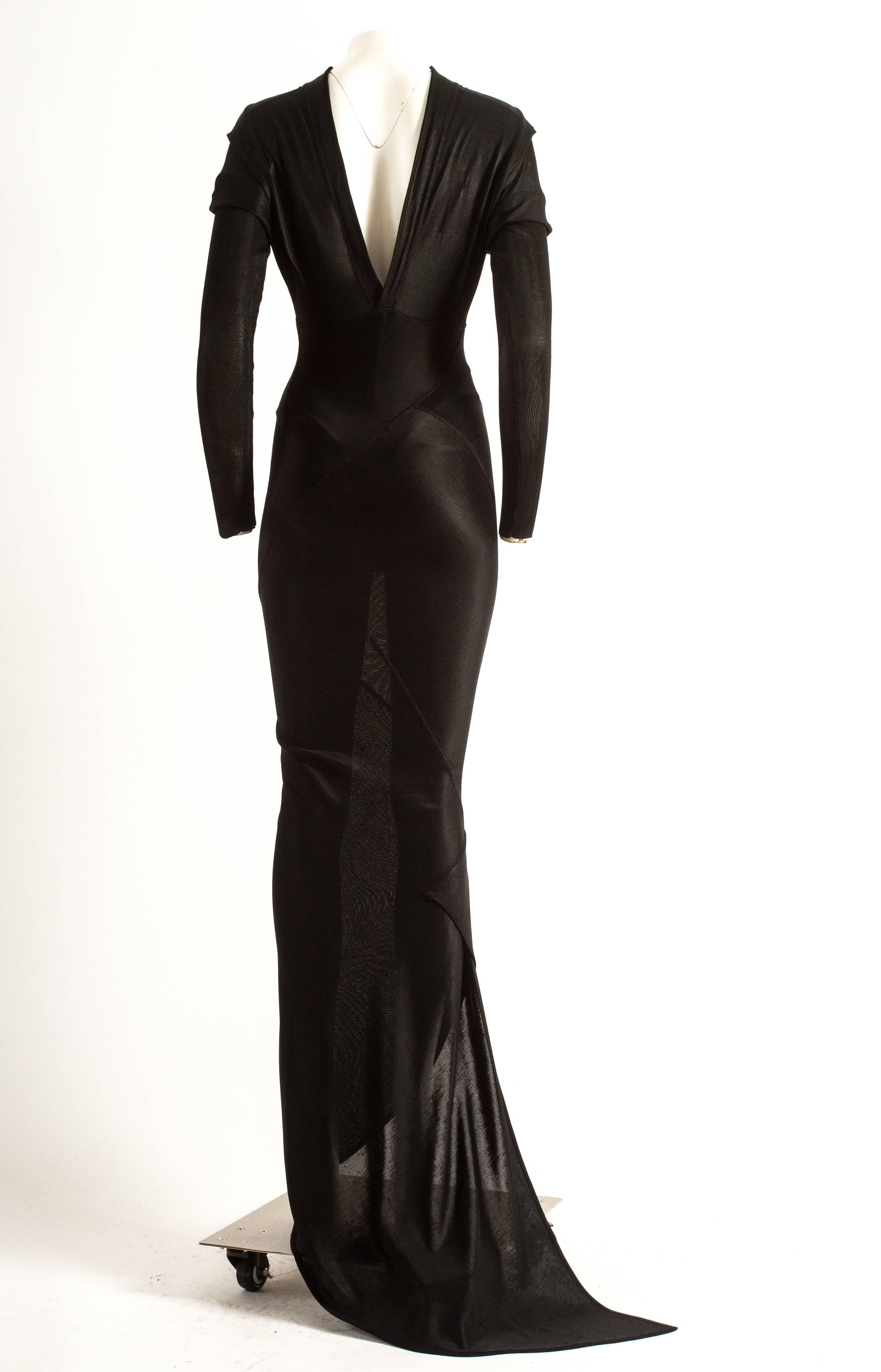 Azzedine Alaia Autumn-Winter 1988 black acetate knitted bias cut evening dress In Good Condition In London, GB