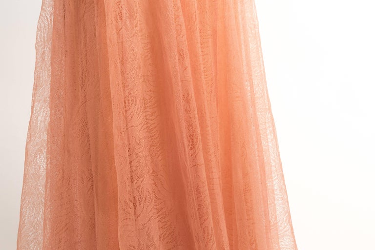 Gianni Versace Autumn-Winter 2000 peach net lace evening dress For Sale ...