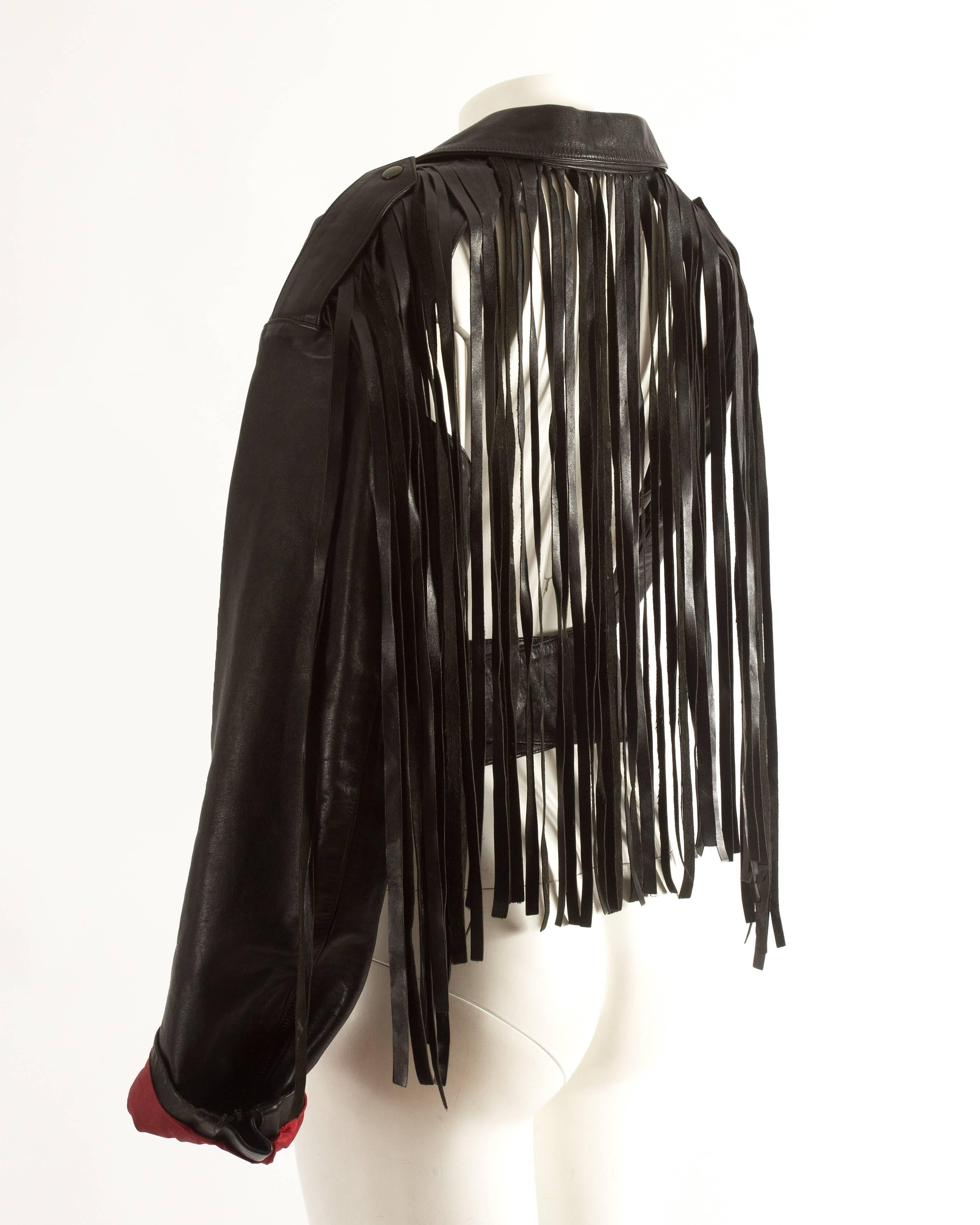 Jean Paul Gaultier Spring-Summer 1985 fringed leather jacket with open back  1
