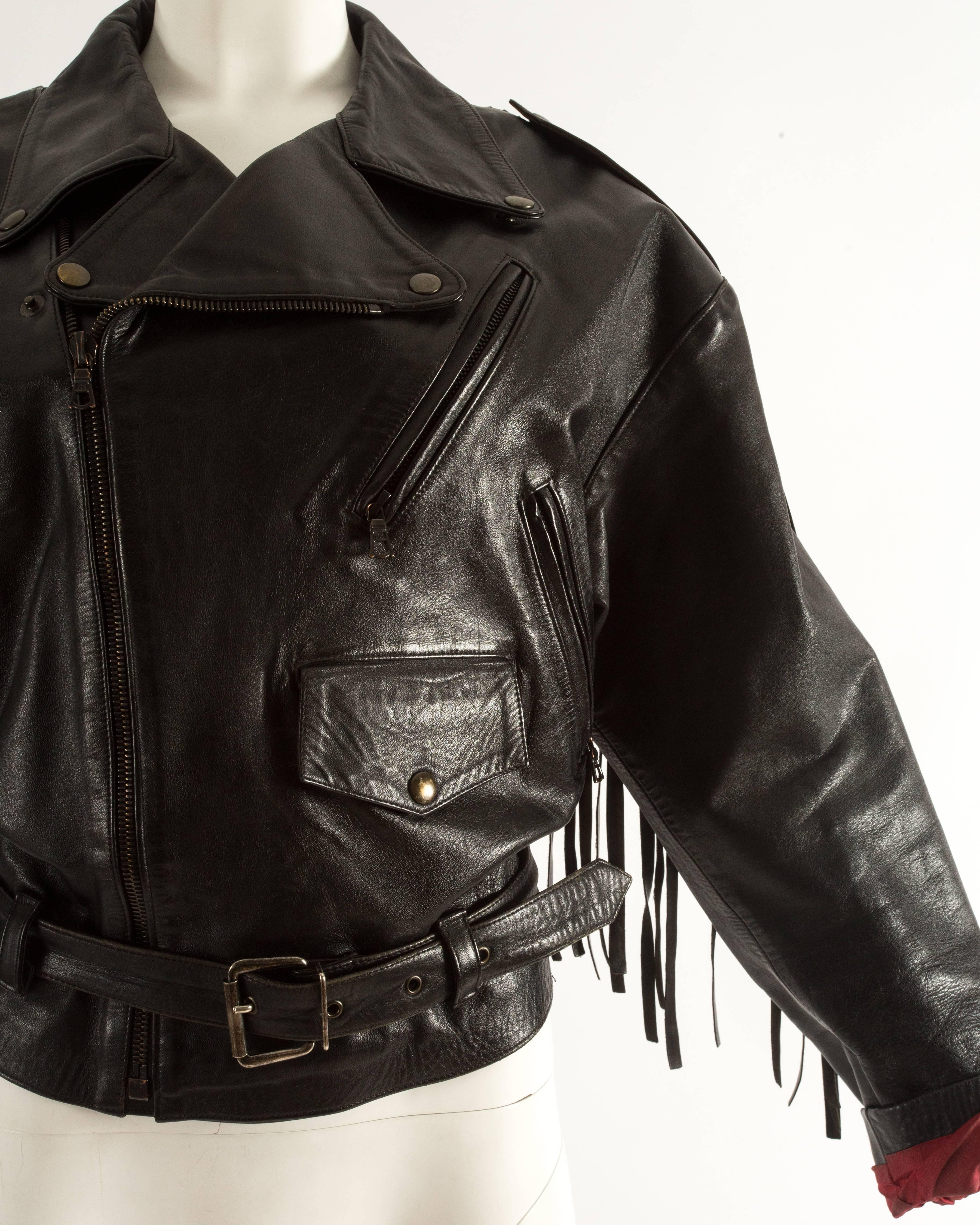 Women's Jean Paul Gaultier Spring-Summer 1985 fringed leather jacket with open back 