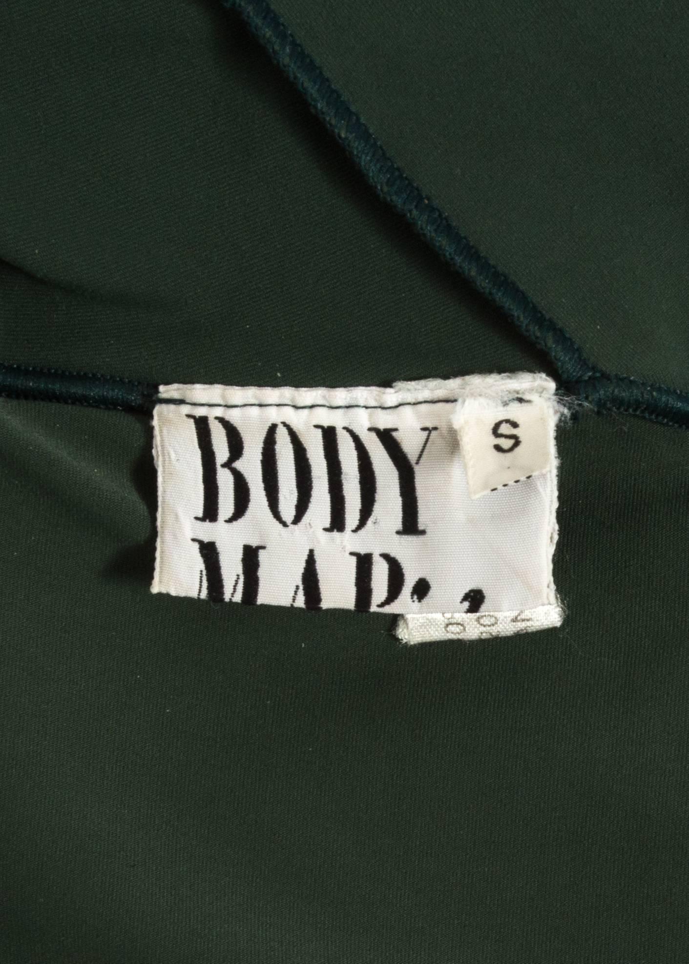 Black BodyMap 1982-1986 green spandex bodycon dress For Sale