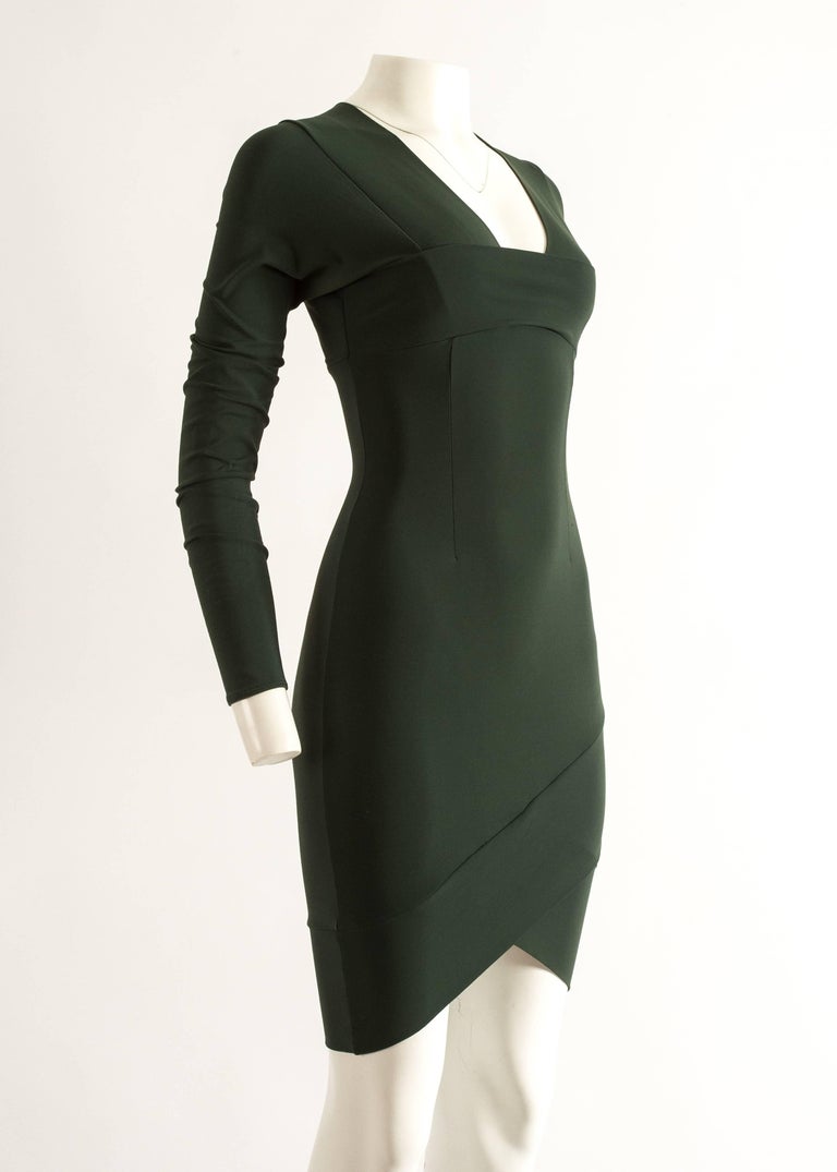 BodyMap 1982-1986 green spandex bodycon dress For Sale at 1stDibs