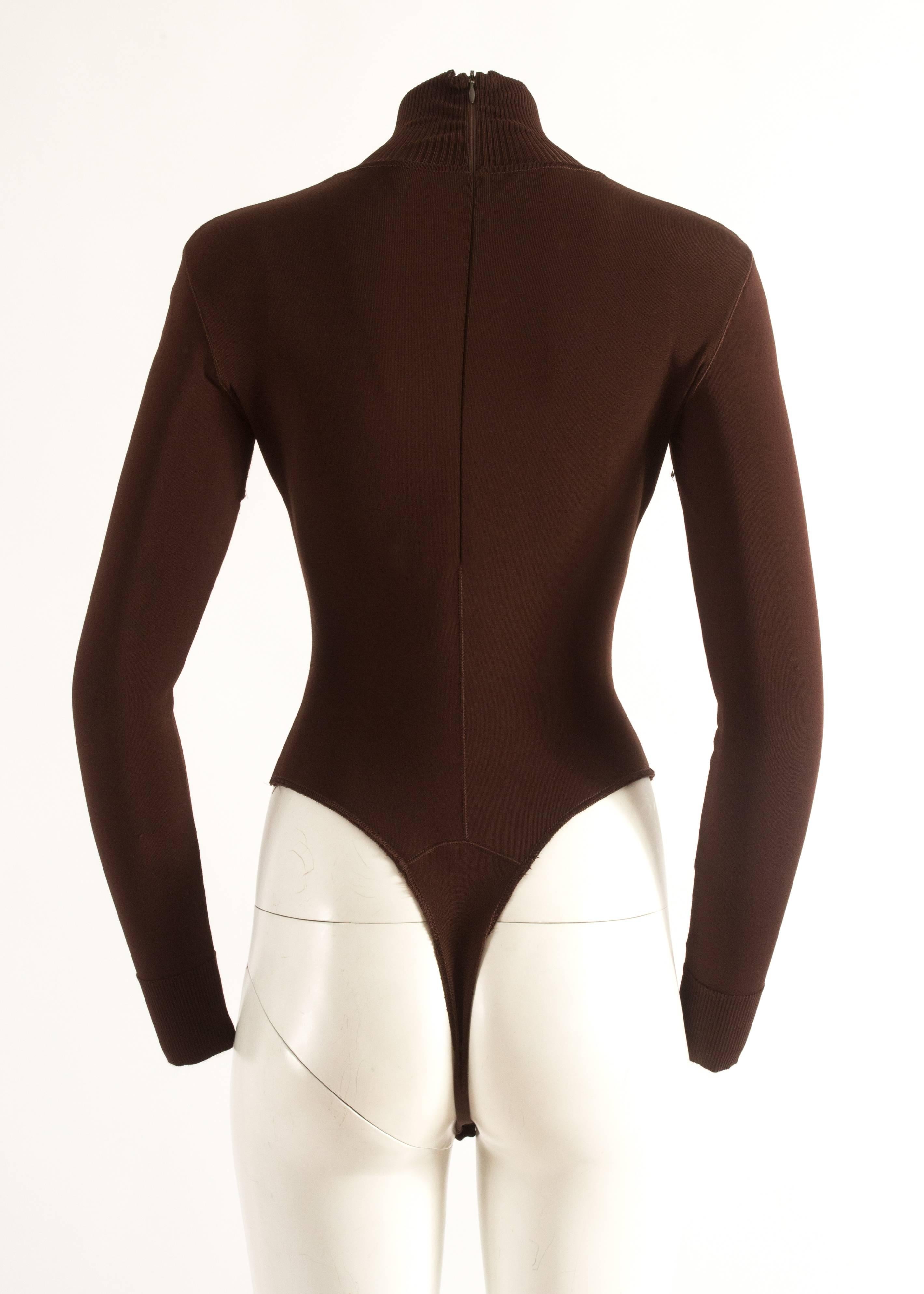 Azzedine Alaia 1990s maroon knitted bodysuit  In Good Condition In London, GB