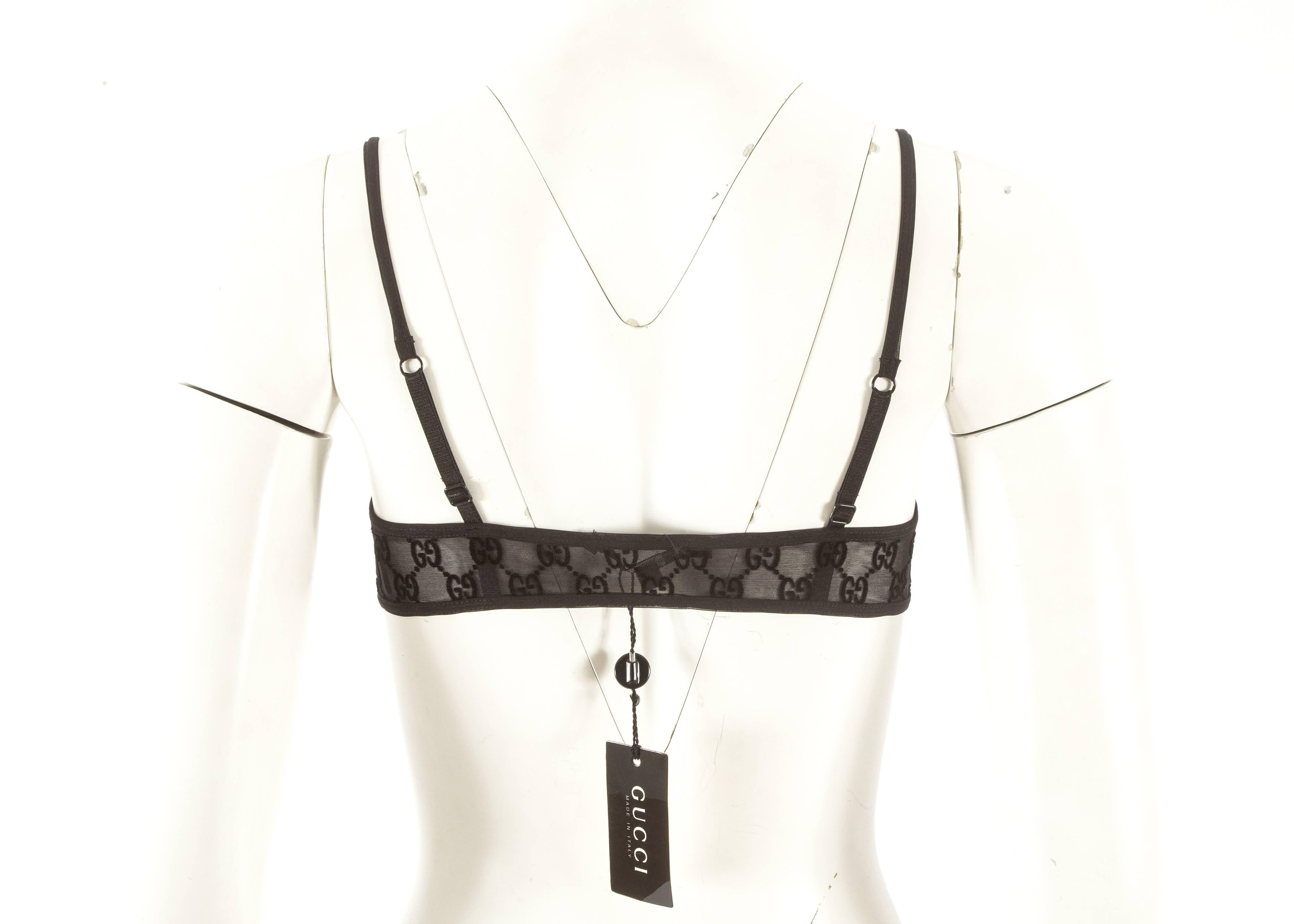 Black Tom Ford for Gucci black sheer net monogram bra, Spring-Summer 1998 