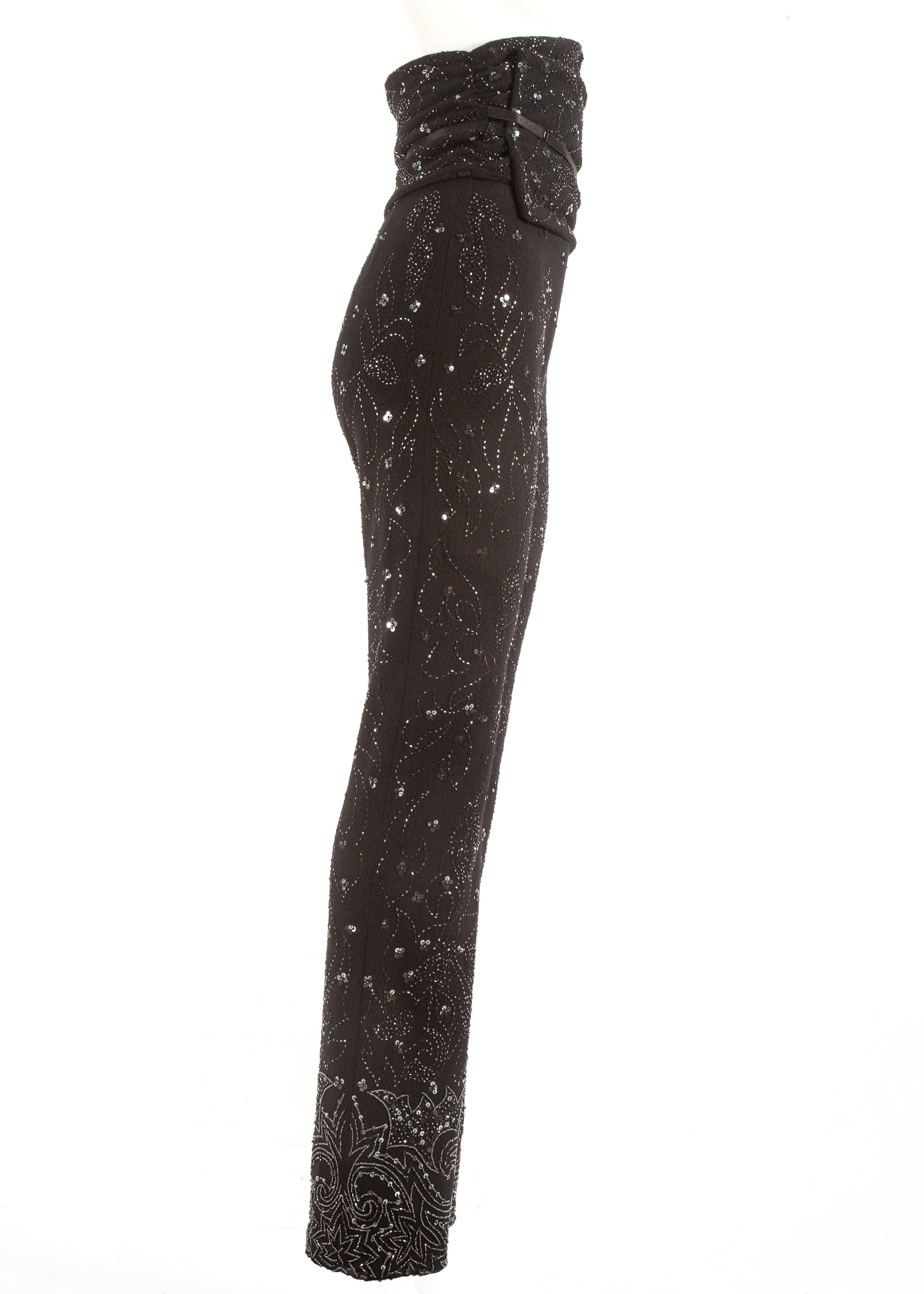 Dolce & Gabbana Spring-Summer1999embellished evening pants and corseted obi belt In Excellent Condition In London, GB