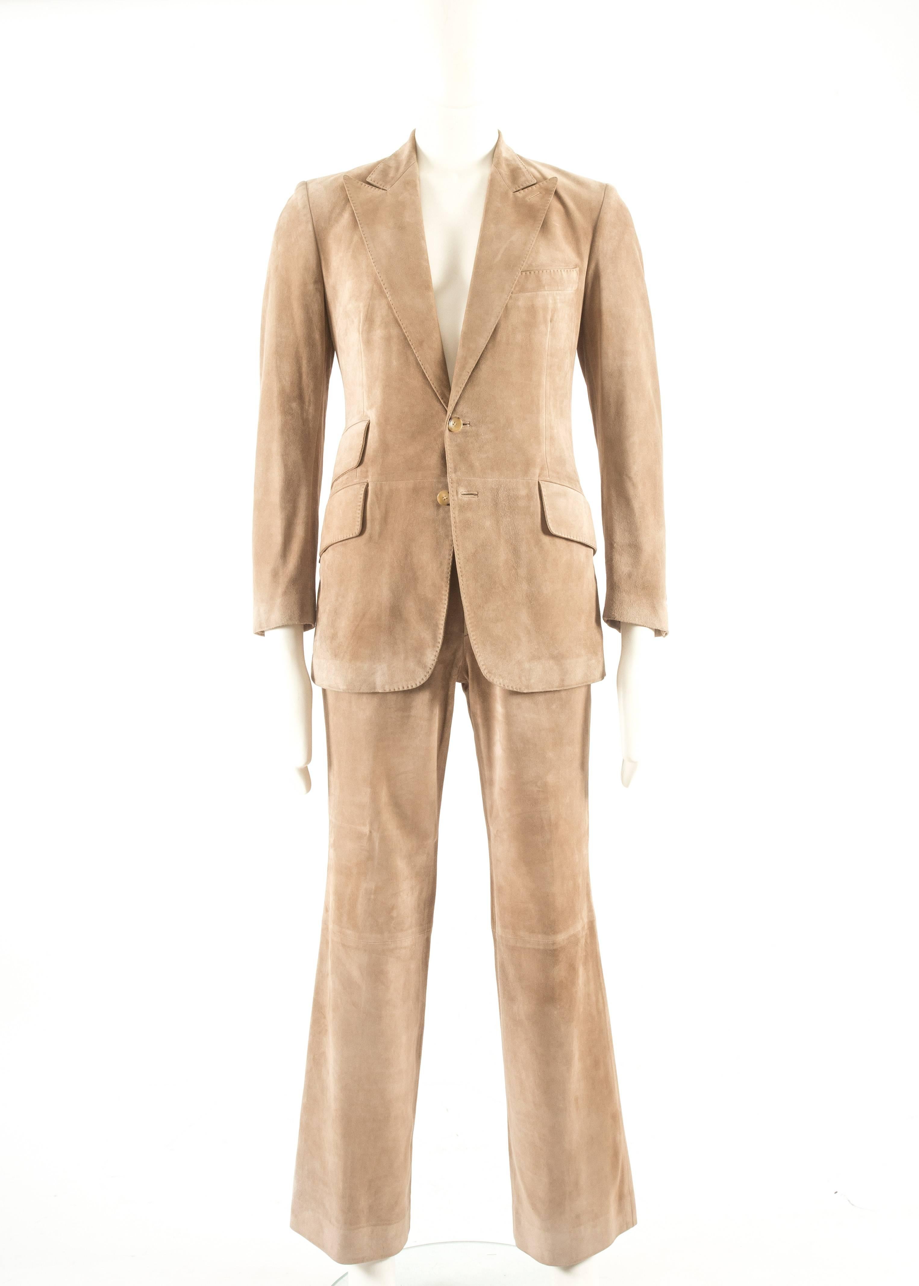 Gucci Men's suede two piece suit 

