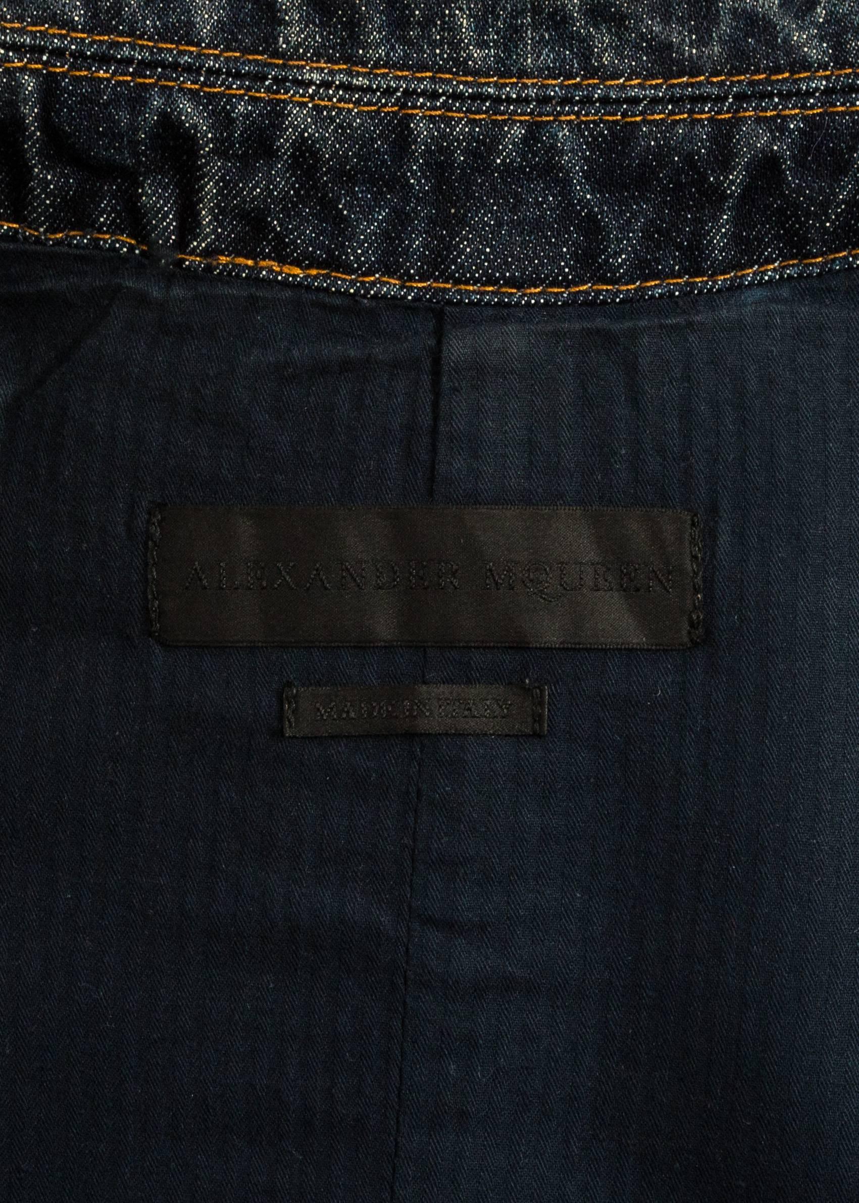 Black Alexander McQueen Men's blue denim trench coat