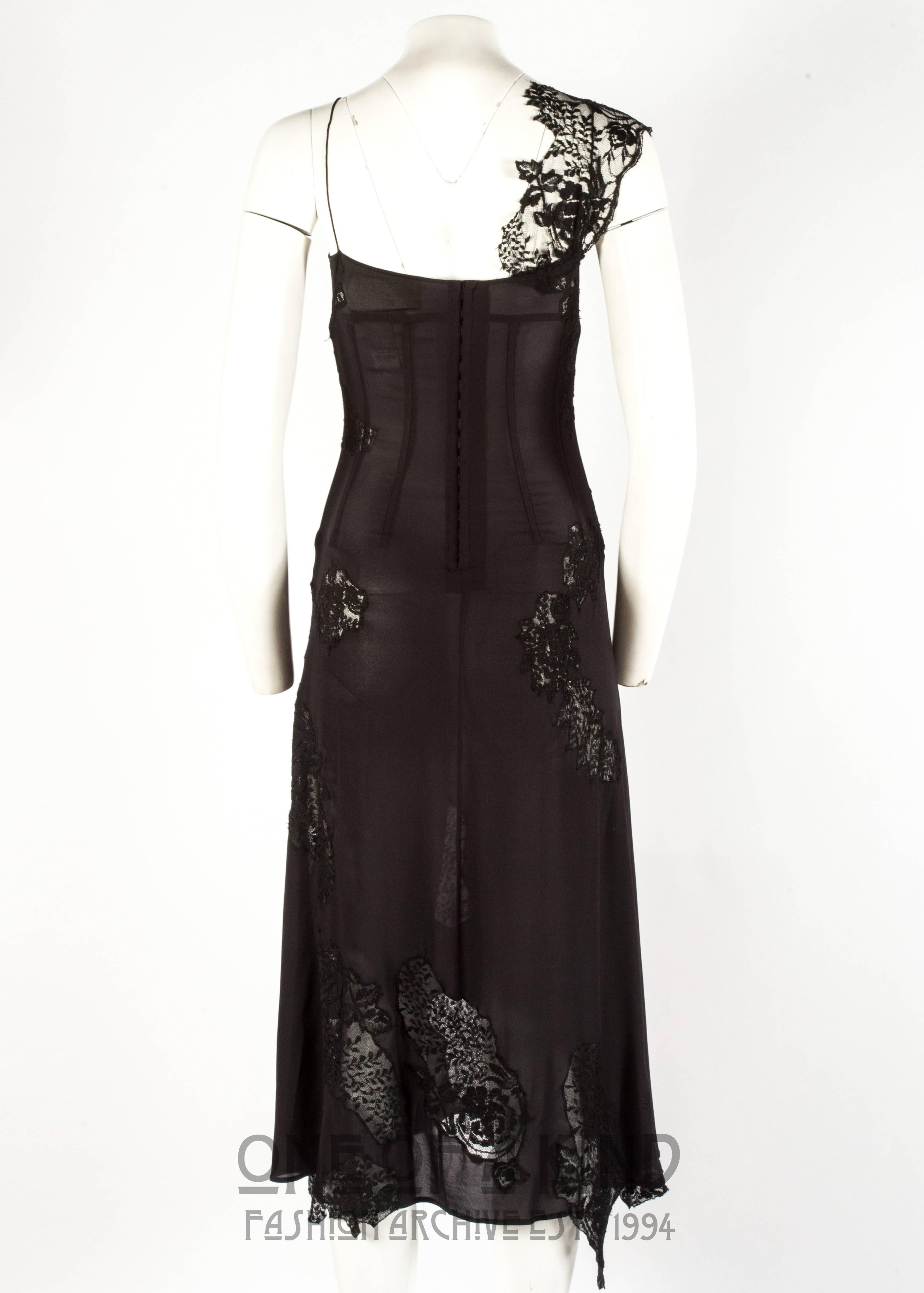 Dolce & Gabbana black lace and chiffon corset evening dress, Spring Summer 2002  2