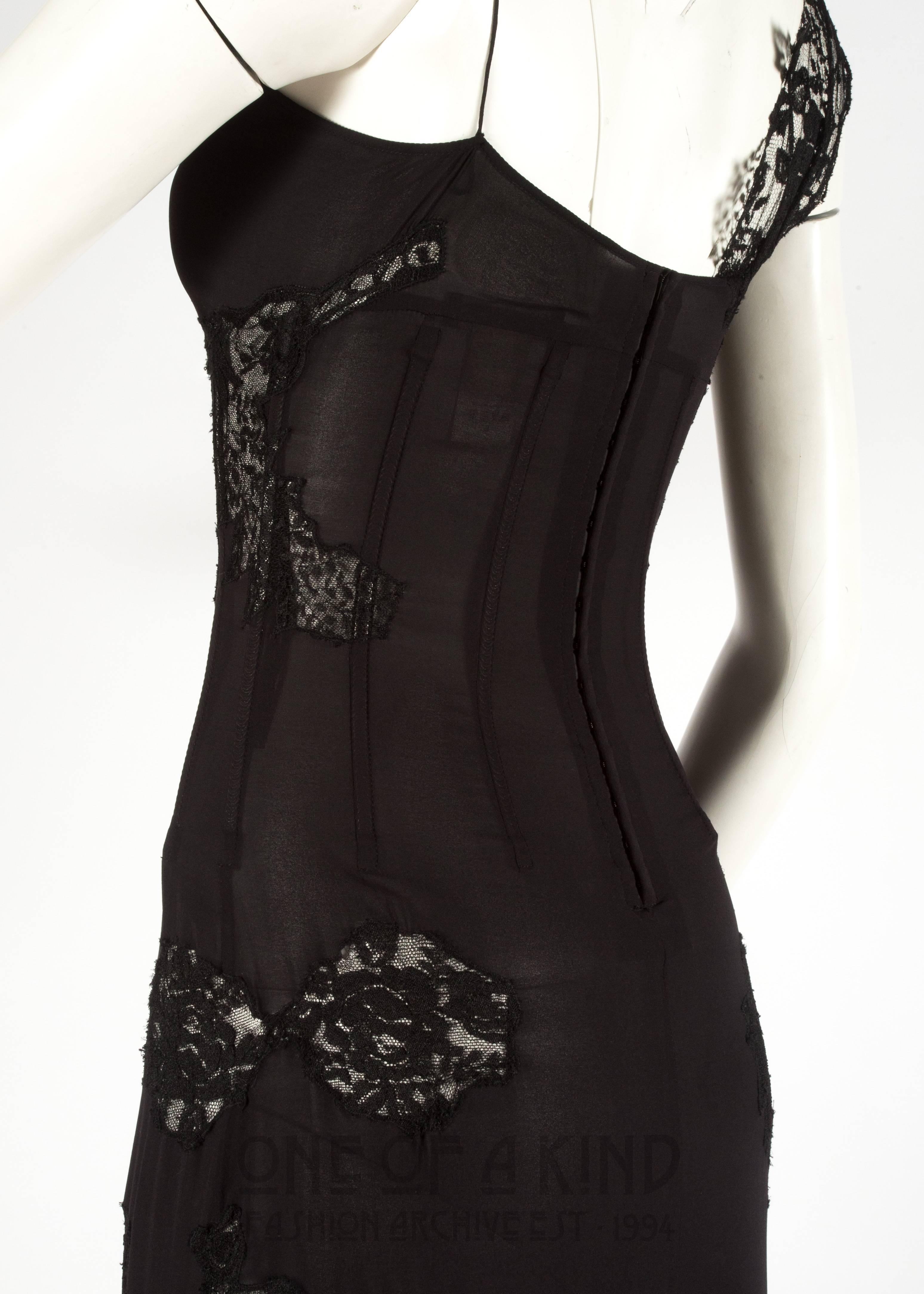 Dolce & Gabbana black lace and chiffon corset evening dress, Spring Summer 2002  1