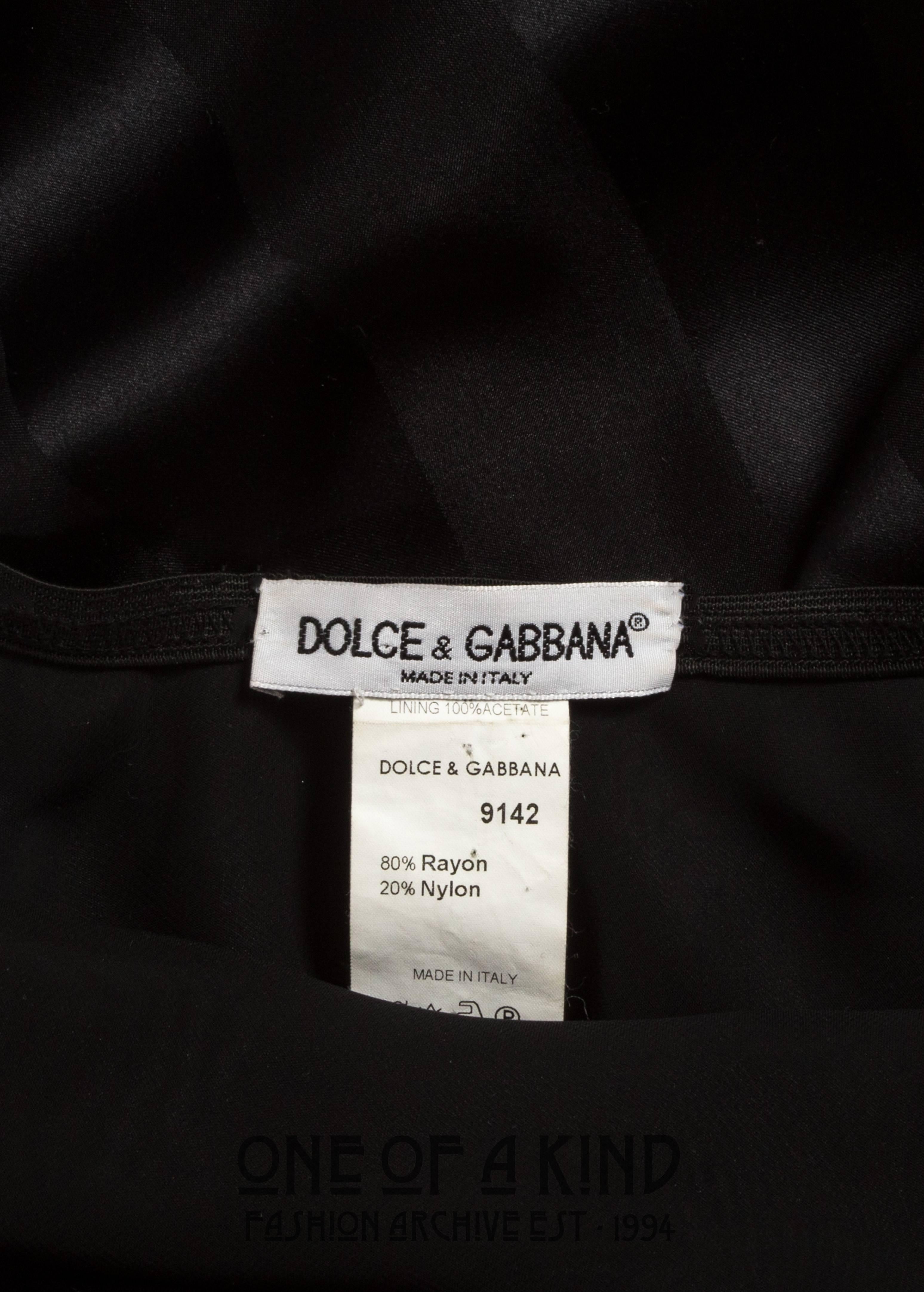 Dolce & Gabbana 1990s black rayon striped halter neck evening dress 2