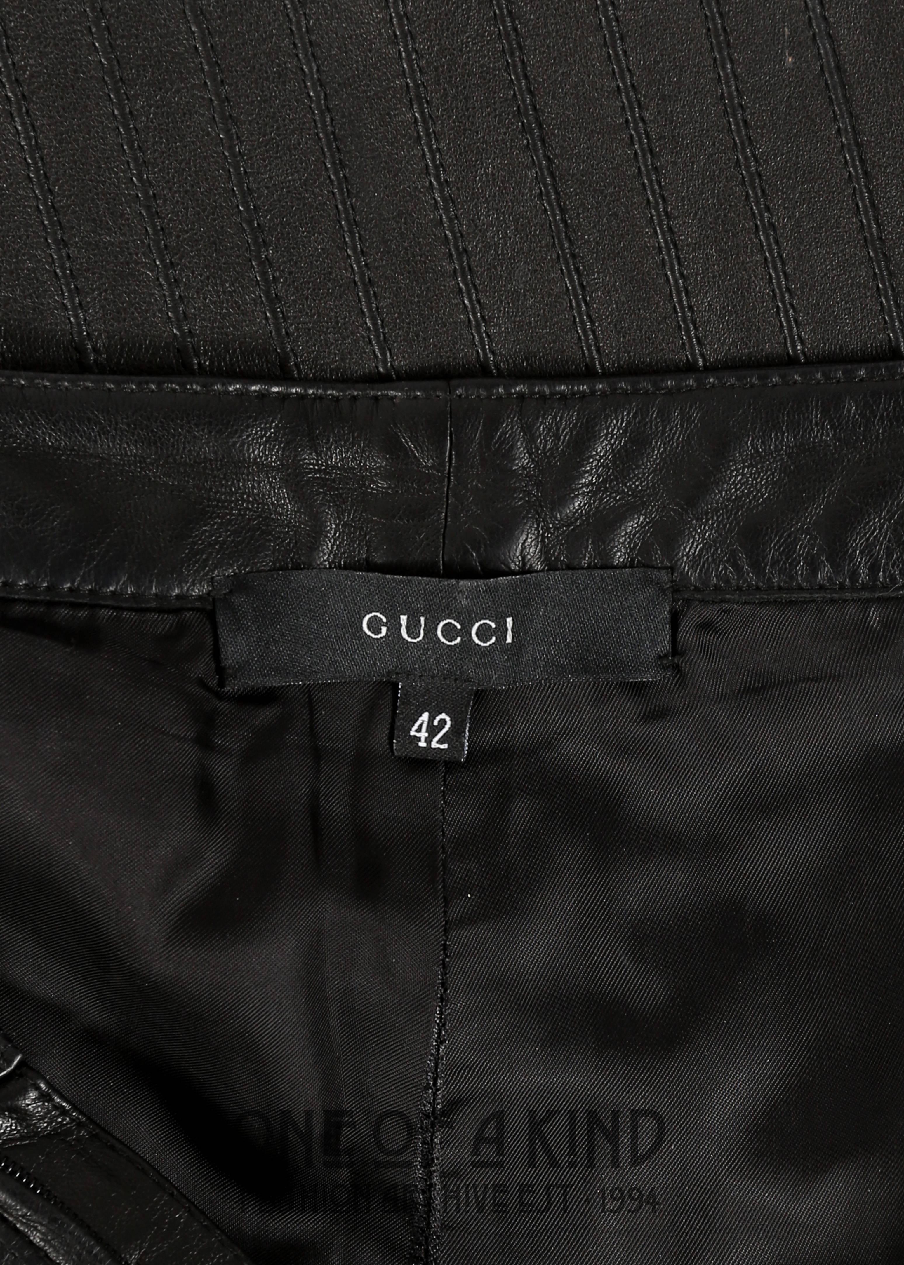 Tom Ford for Gucci Autumn-Winter 1999 black leather flared pintuck pants 1